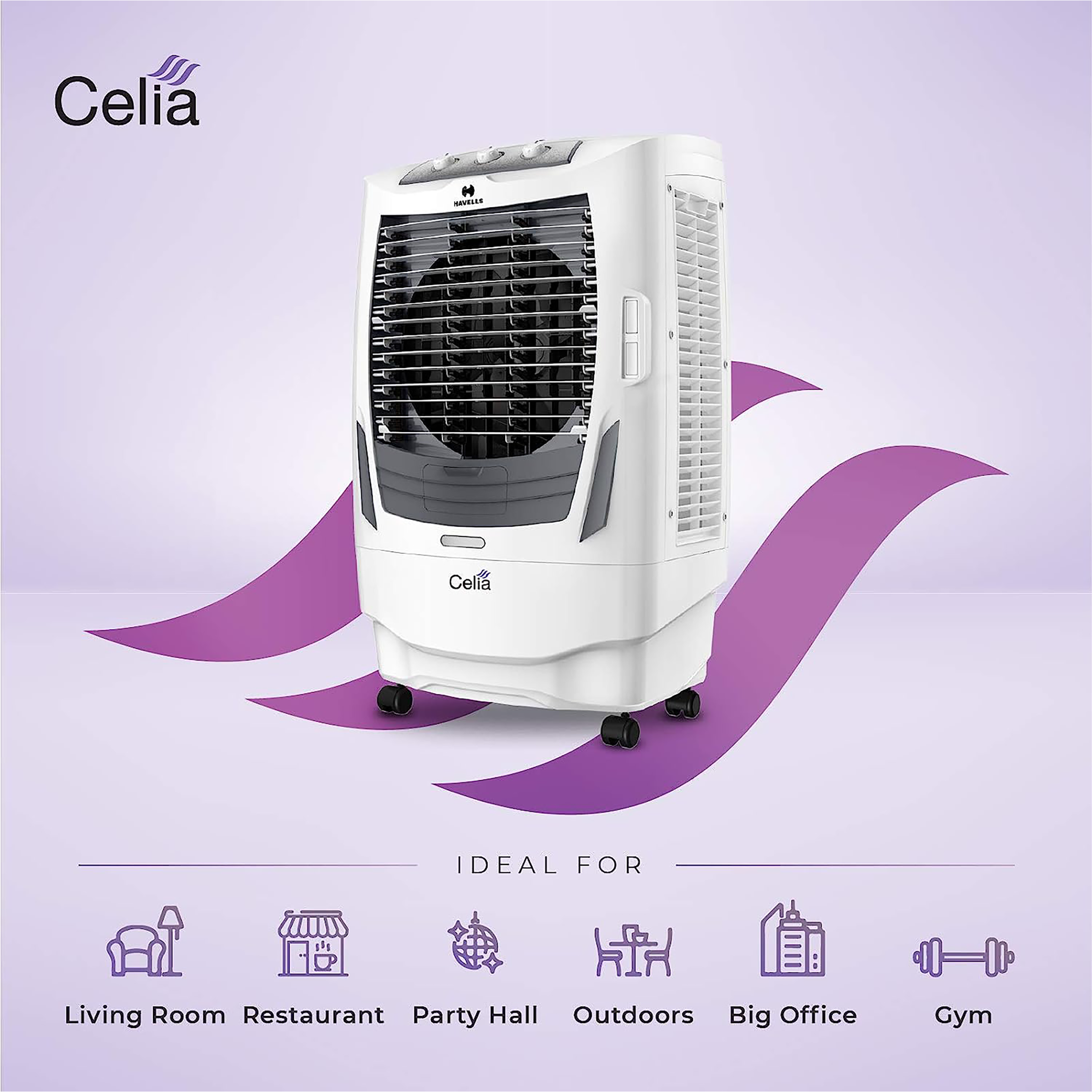 HAVELLS Celia 55 Litres Desert Air Cooler (3 Speed Selection, GHRACAXL220, White and Grey)_3