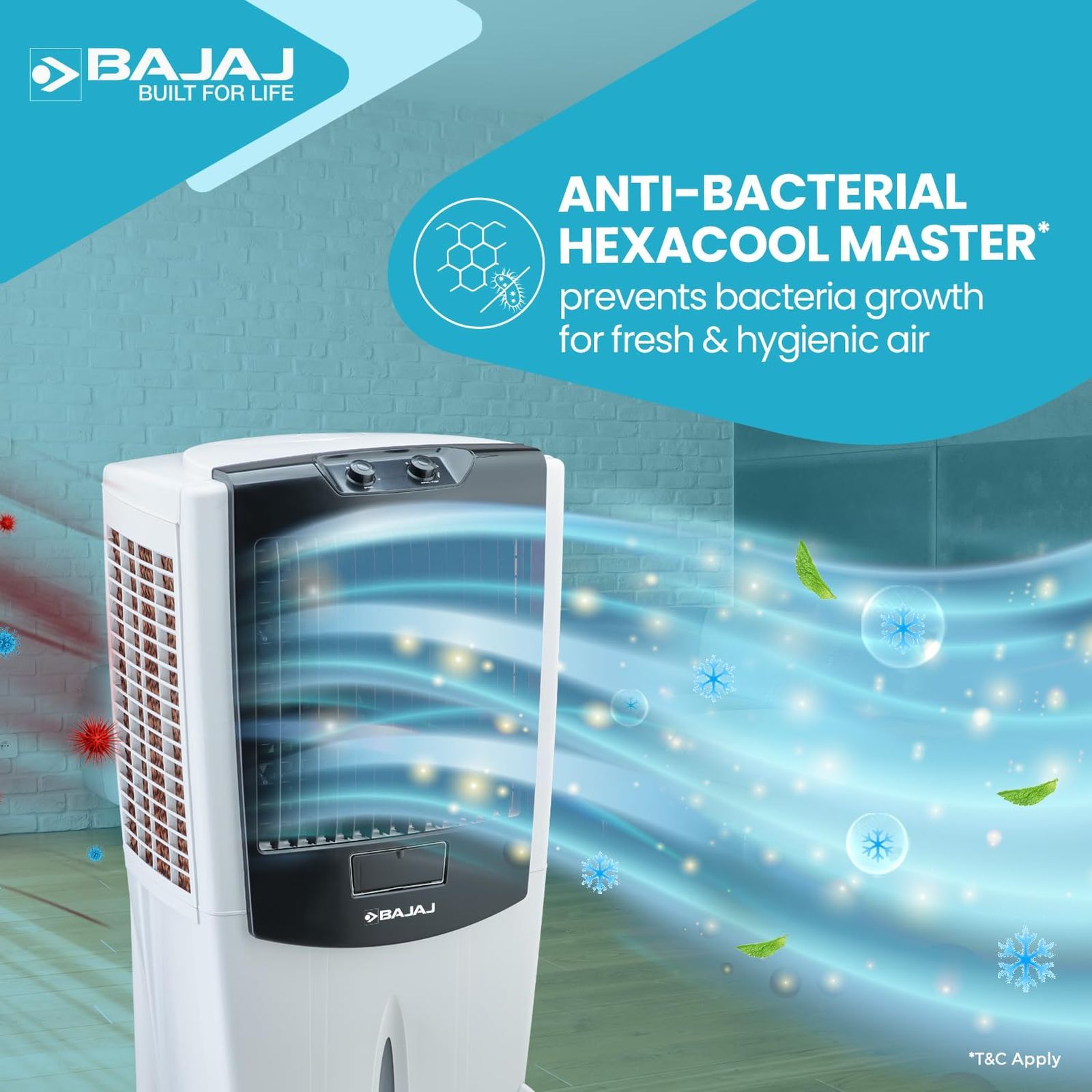 BAJAJ 95 Litres Desert Air Cooler with Turbo Fan Technology (Anti Bacterial Hexacool Master, White)_8