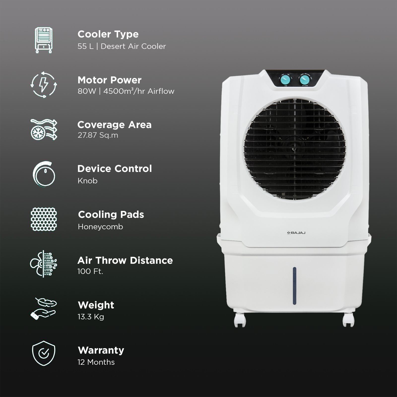 BAJAJ Shield Specter 55 Litres Desert Air Cooler with DuraMarine PRO Pump (Anti Bacterial Hexacool Master, White)_3