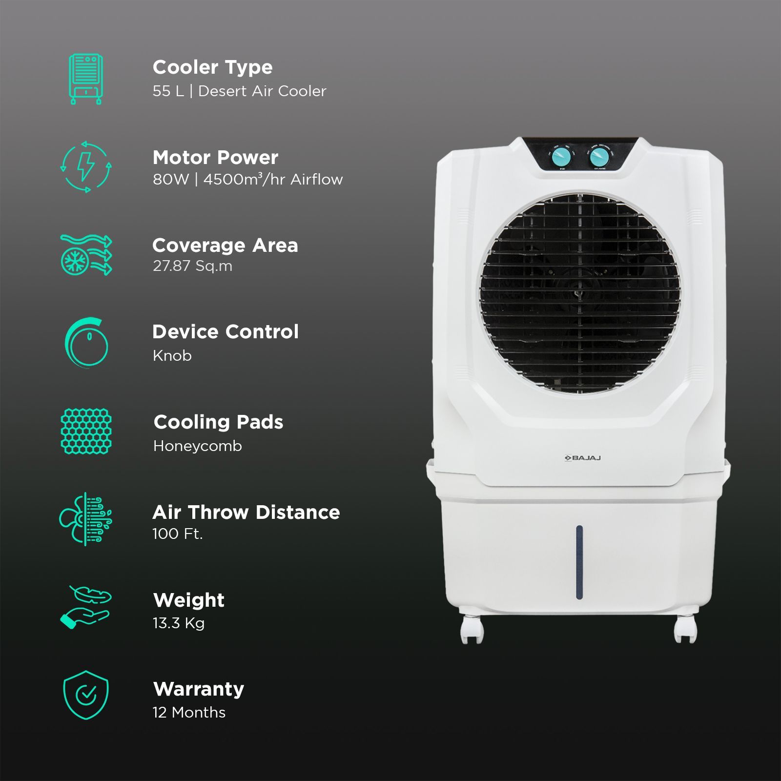BAJAJ Shield Specter 55 Litres Desert Air Cooler with DuraMarine PRO Pump (Anti Bacterial Hexacool Master, White)_3