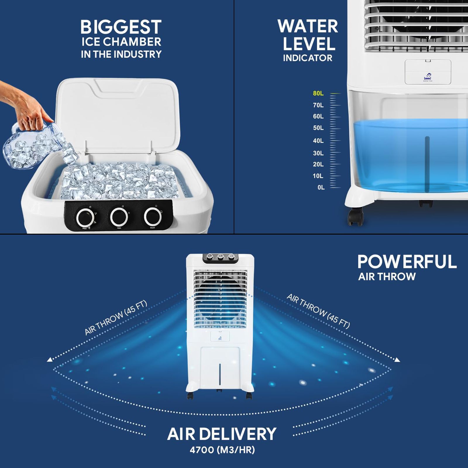 ONIDA Tempest 80 Litres Desert Air Cooler with Ice Chamber (Water Level Indicator, White)_17