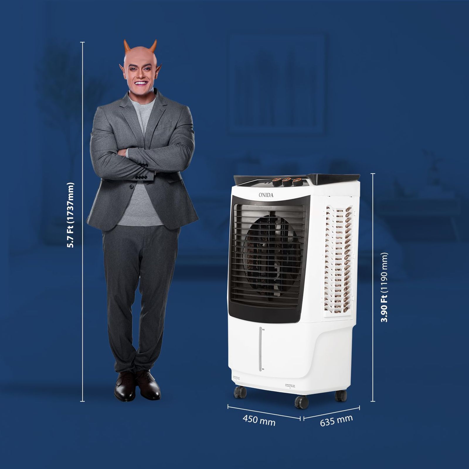 ONIDA Storm 90 Litres Desert Air Cooler with Ice Chamber (Water Level Indicator, White & Black)_16