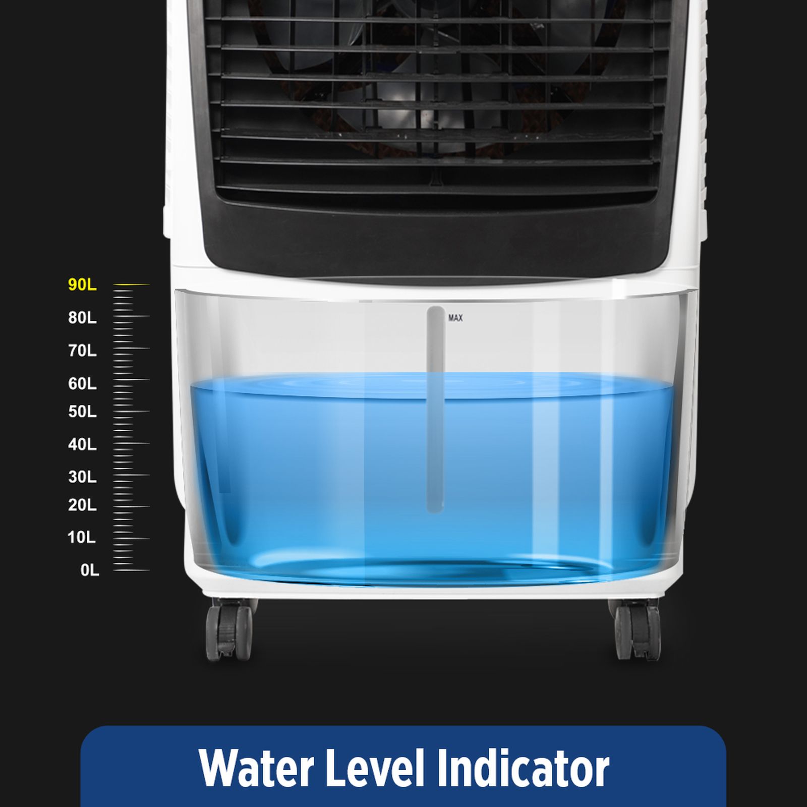 ONIDA Storm 90 Litres Desert Air Cooler with Ice Chamber (Water Level Indicator, White & Black)_20