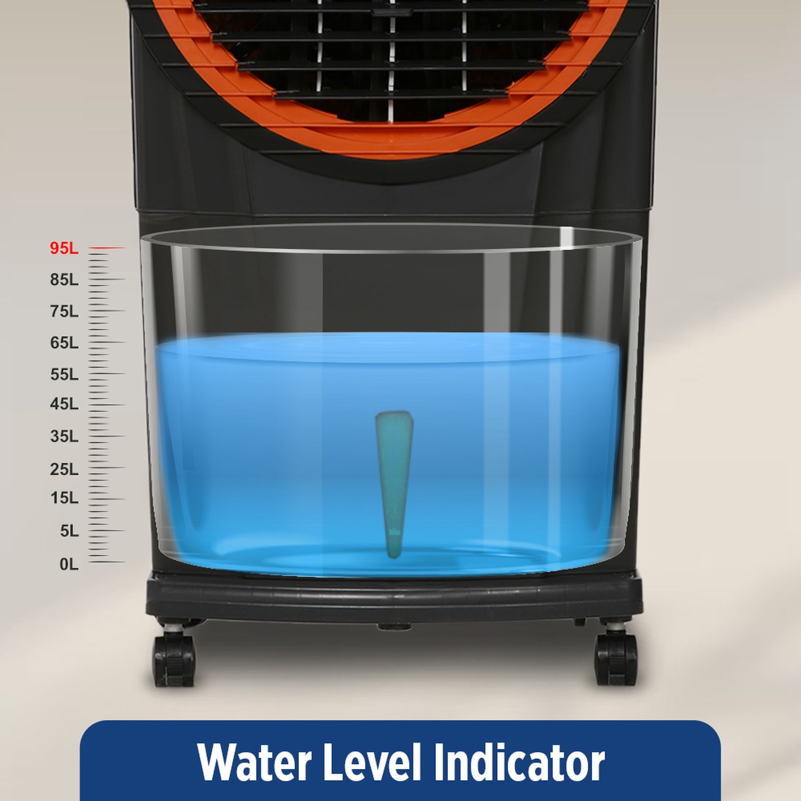 ONIDA 95 Litres Desert Air Cooler with Ice Chamber (Water Level Indicator, Dark Grey & Orange) ONIDA 95 Litres Desert Air Cooler with Ice Chamber (Water Level Indicator, Dark Grey & Orange)_13