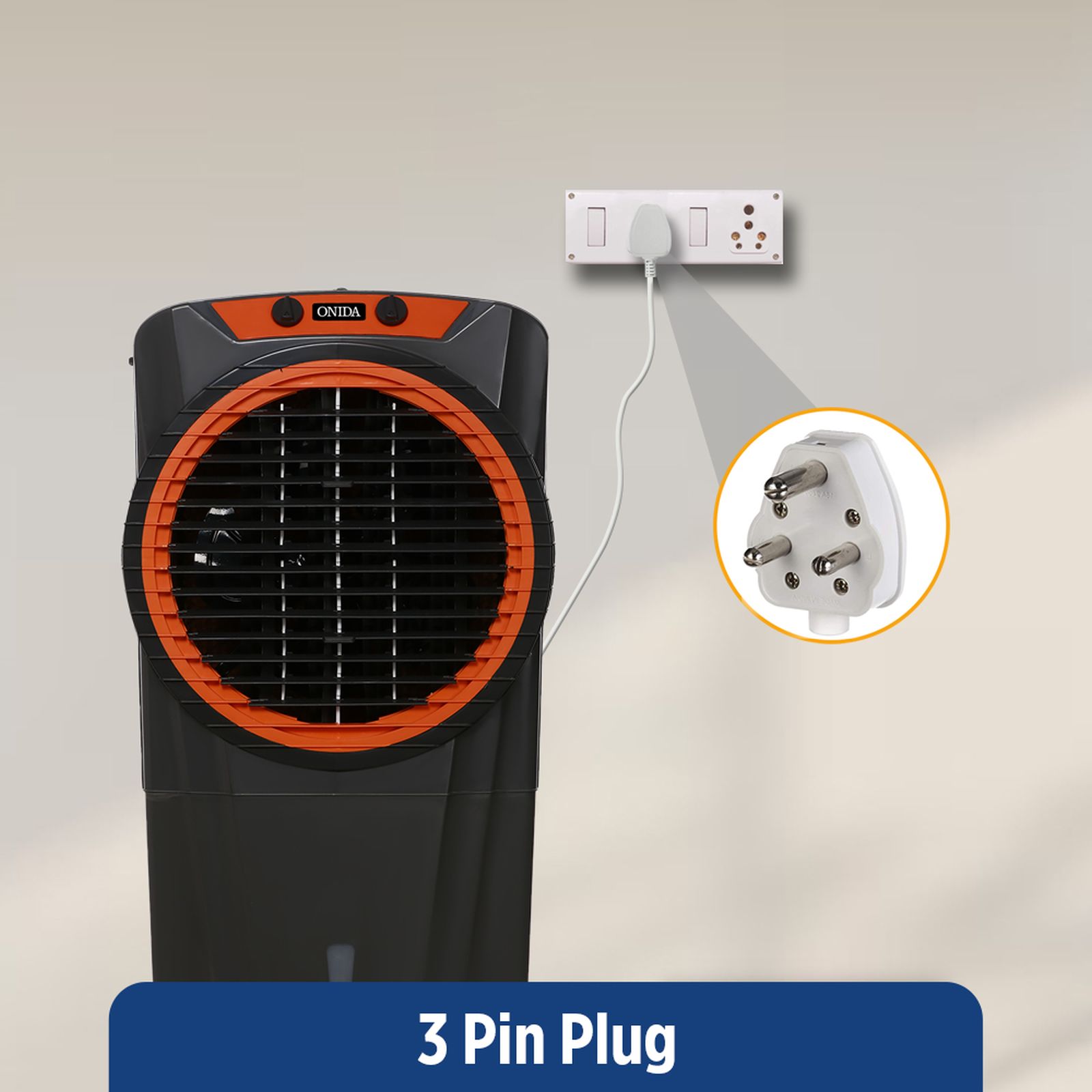 ONIDA 95 Litres Desert Air Cooler with Ice Chamber (Water Level Indicator, Dark Grey & Orange) ONIDA 95 Litres Desert Air Cooler with Ice Chamber (Water Level Indicator, Dark Grey & Orange)_14