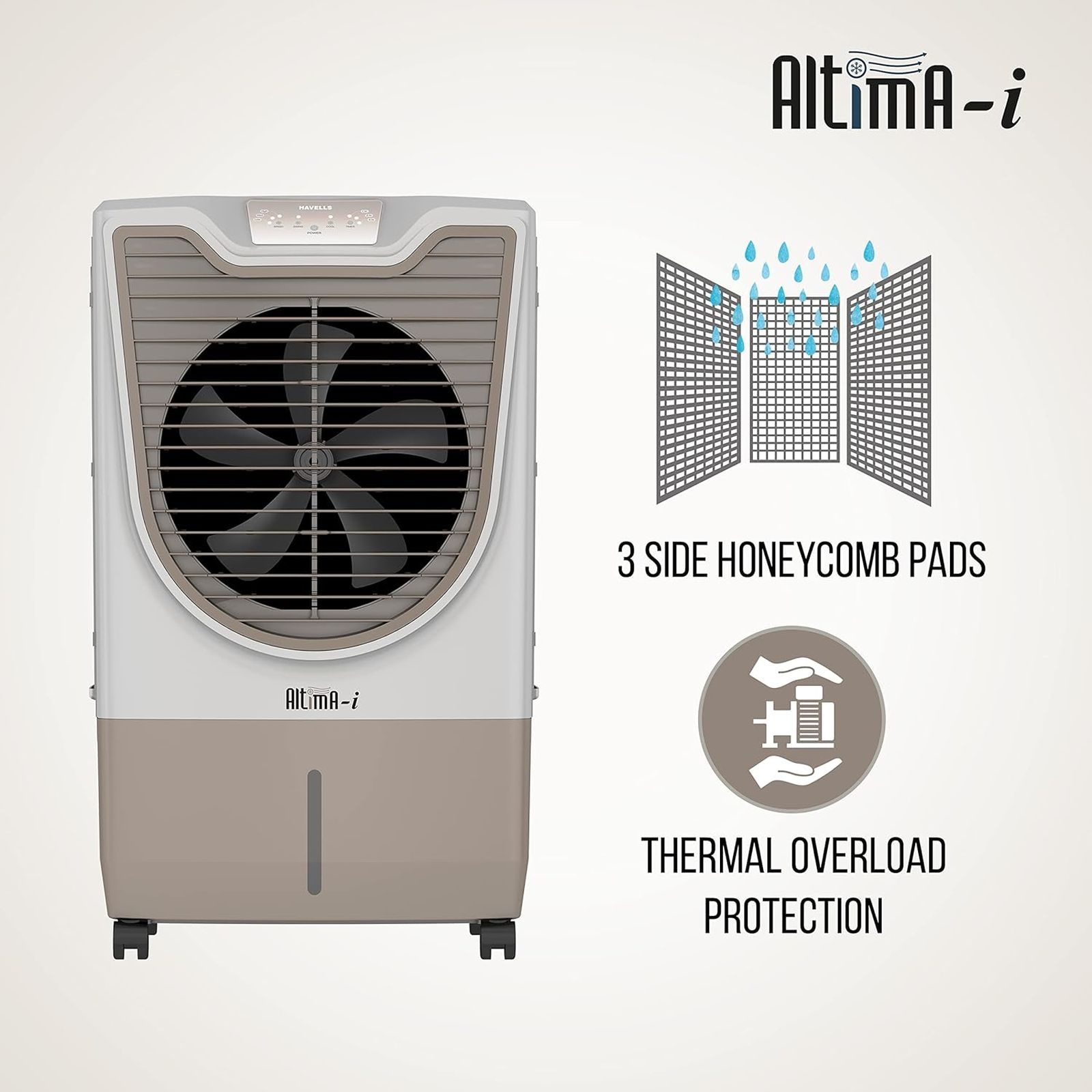 HAVELLS Altima-I 70 Litres Desert Air Cooler with Inverter Compatible (Thermal Overload Protection, White & Champagne Gold)_7