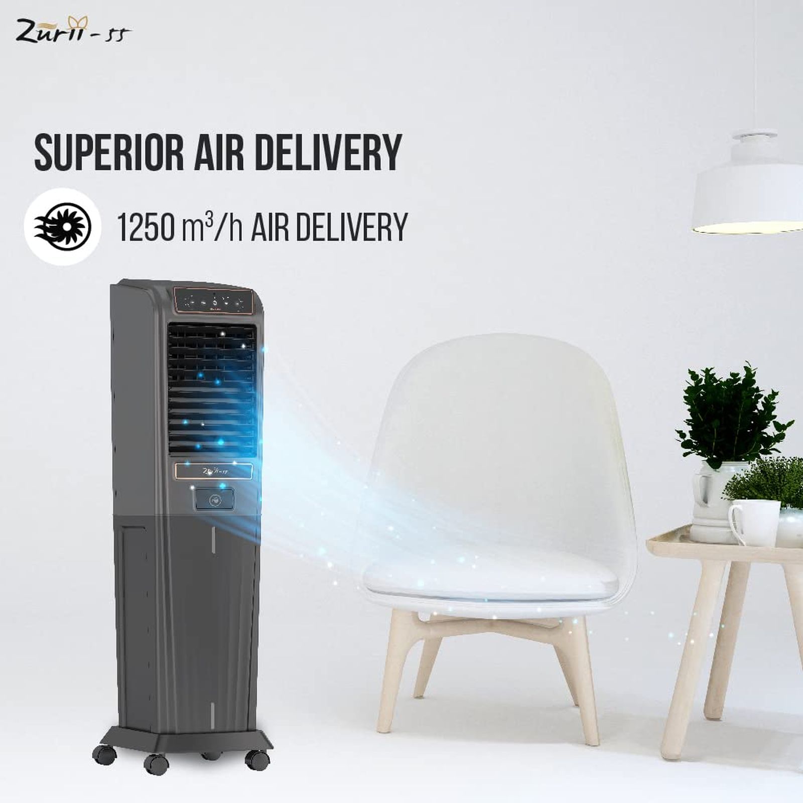 HAVELLS Zurii 55 Litres Tower Air Cooler with Inverter Compatible (Ionizer Air Cleaning Technology, Black & Grey)_13