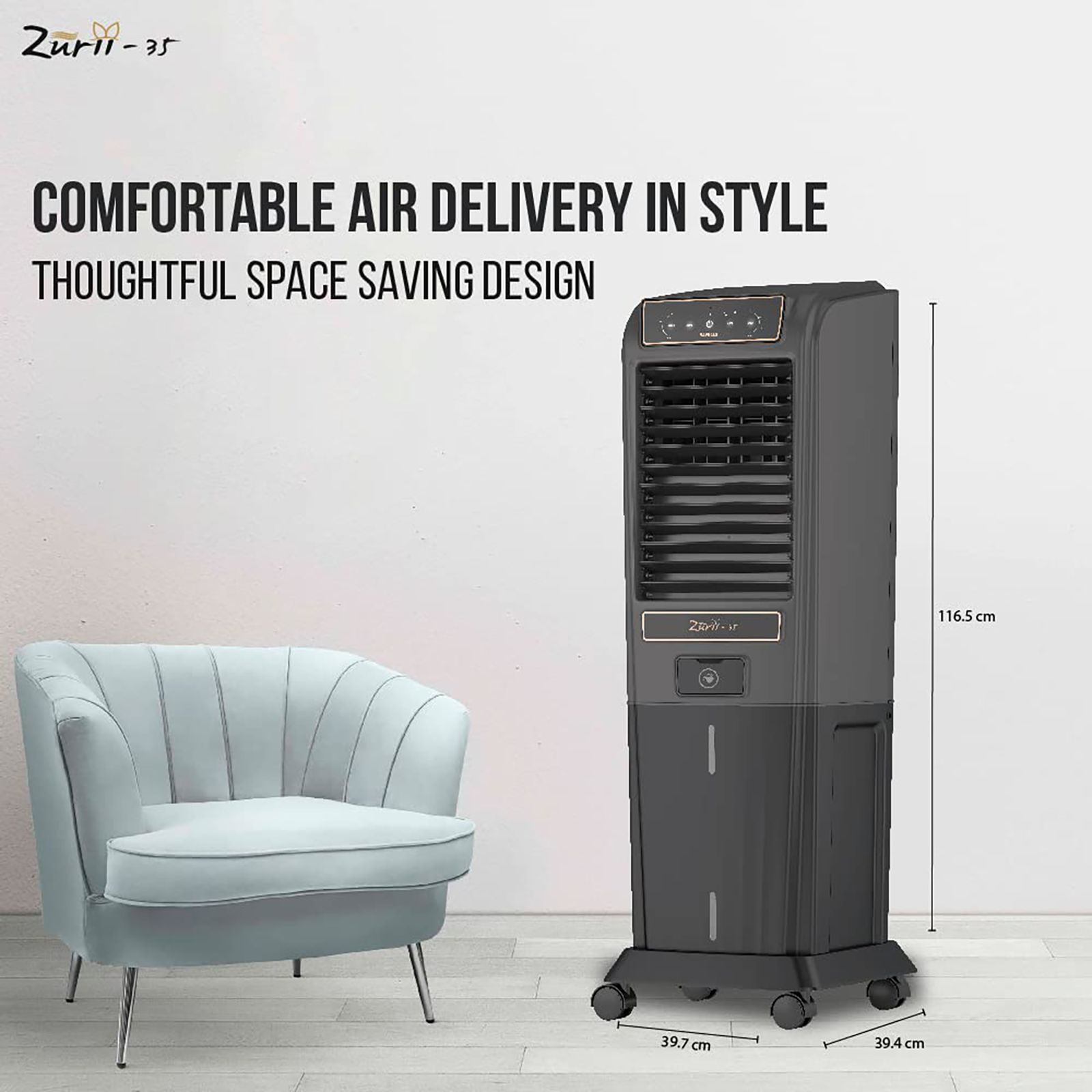 HAVELLS Zurii 35 Litres Tower Air Cooler with Inverter Compatible (Ionizer Air Cleaning Technology, Black & Grey)_8