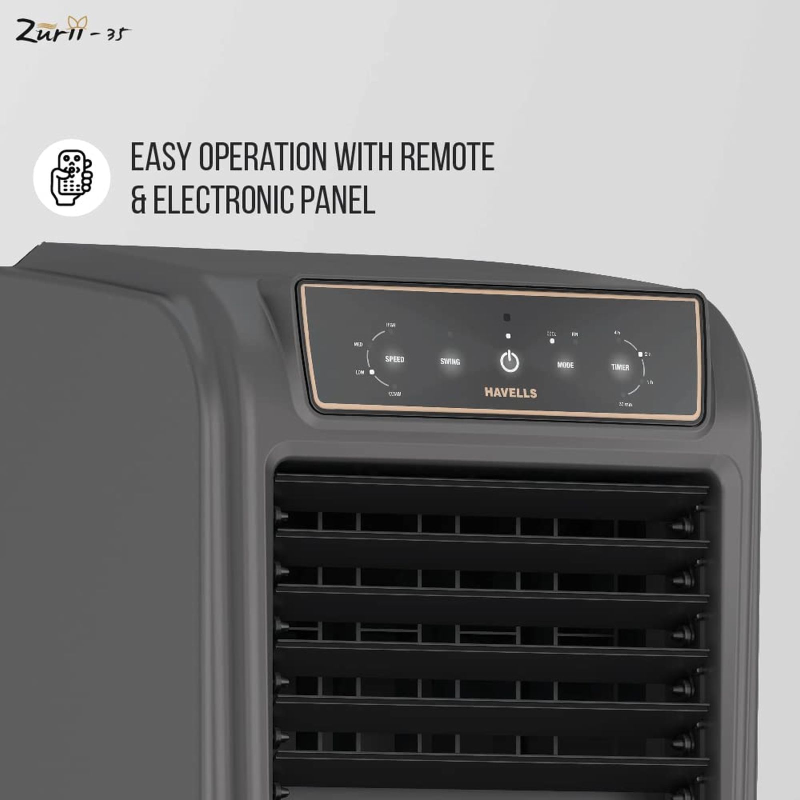 HAVELLS Zurii 35 Litres Tower Air Cooler with Inverter Compatible (Ionizer Air Cleaning Technology, Black & Grey)_10