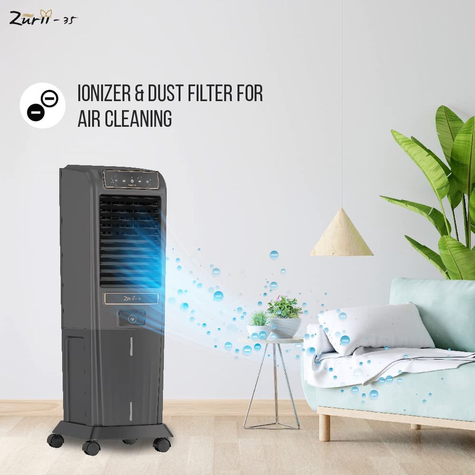 HAVELLS Zurii 35 Litres Tower Air Cooler with Inverter Compatible (Ionizer Air Cleaning Technology, Black & Grey)_13