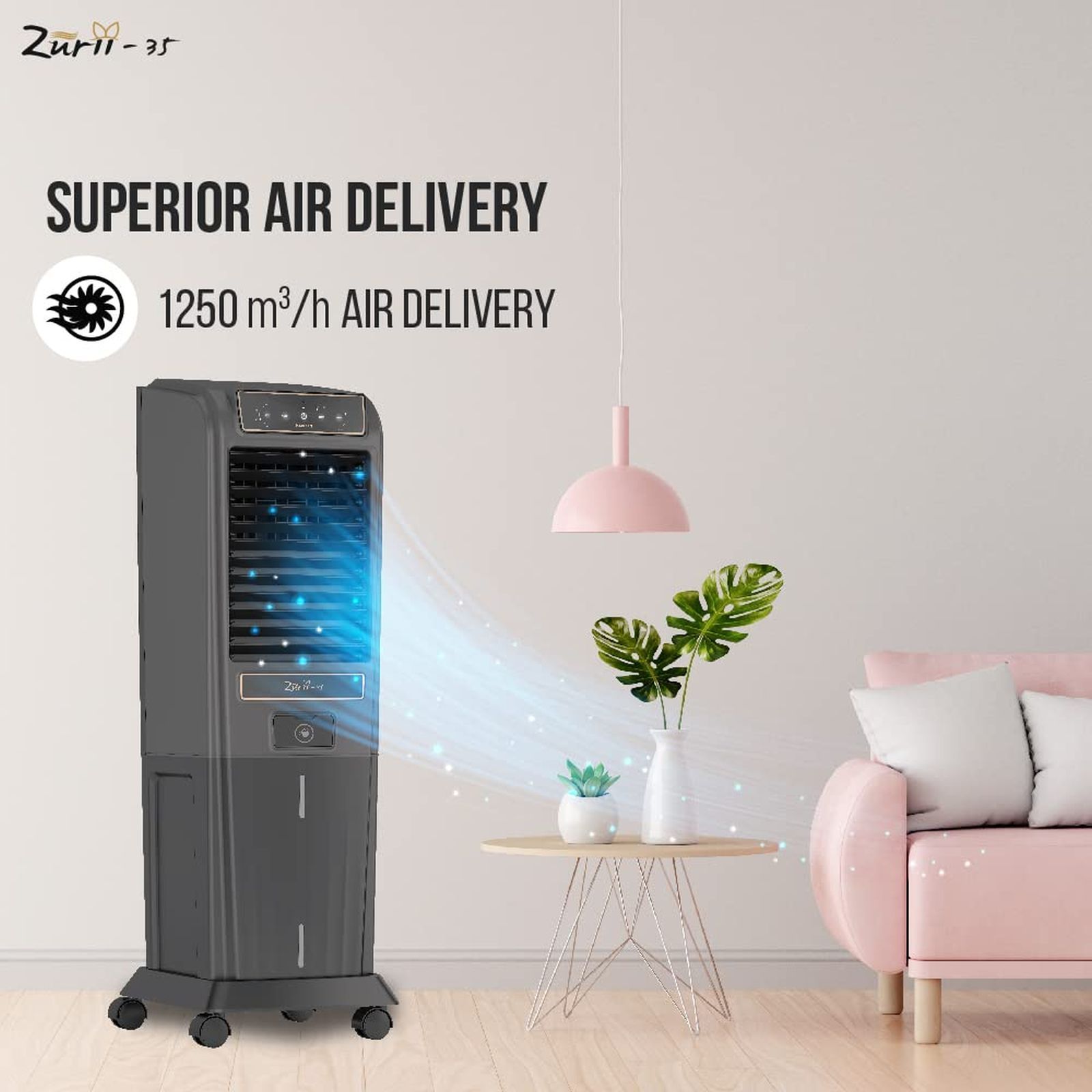 HAVELLS Zurii 25 Litres Tower Air Cooler with Inverter Compatible (Ionizer Air Cleaning Technology, Black & Grey)_7