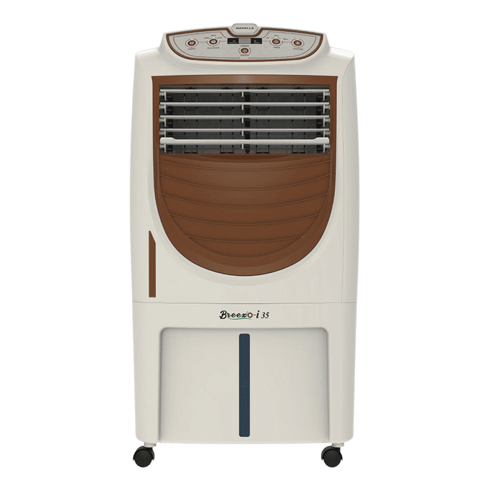 HAVELLS Breezo-i 35 Litres Personal Air Cooler with Remote & Electronic Panel (Breatheezee Technology, White & Brown) HAVELLS Breezo-i 35 Litres Personal Air Cooler with Remote & Electronic Panel (Breatheezee Technology, White & Brown)_1