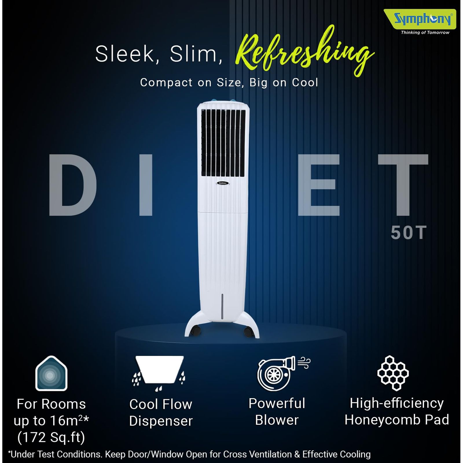 Symphony Diet 50T 50 Litres Tower Air Cooler with i-Pure Technology (Cool Flow Dispenser, White)_13