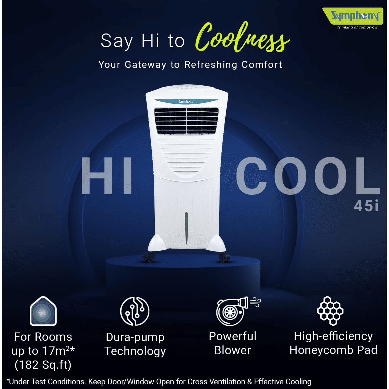 Symphony HiCool 45i 45 Litres Room Air Cooler with Multi-Function Remote (Touch Control Panel, White)_9