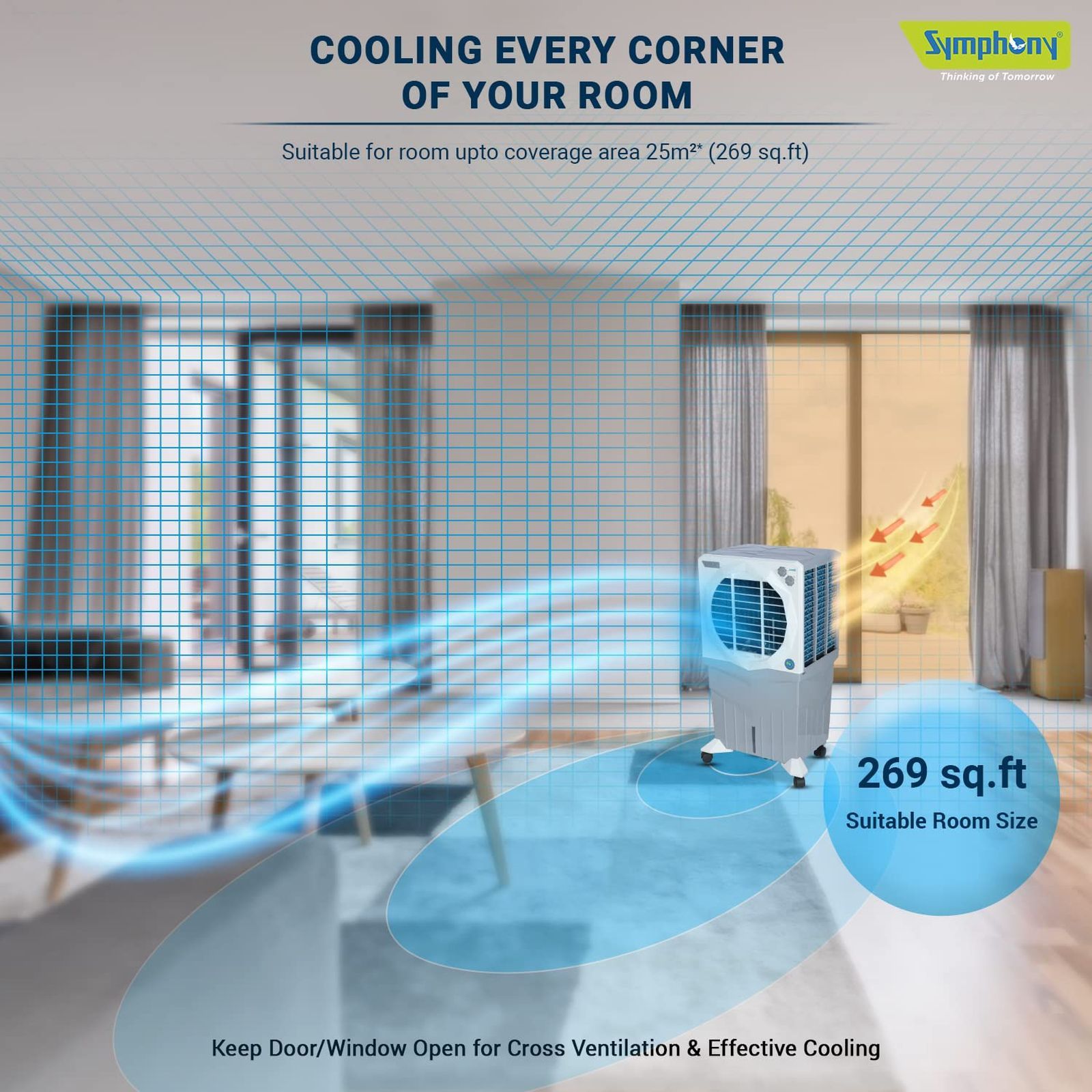 Symphony Jumbo 75XL+ 75 Litres Desert Air Cooler with Whisper-Quiet Operation (Cool Flow Dispenser, White)_10