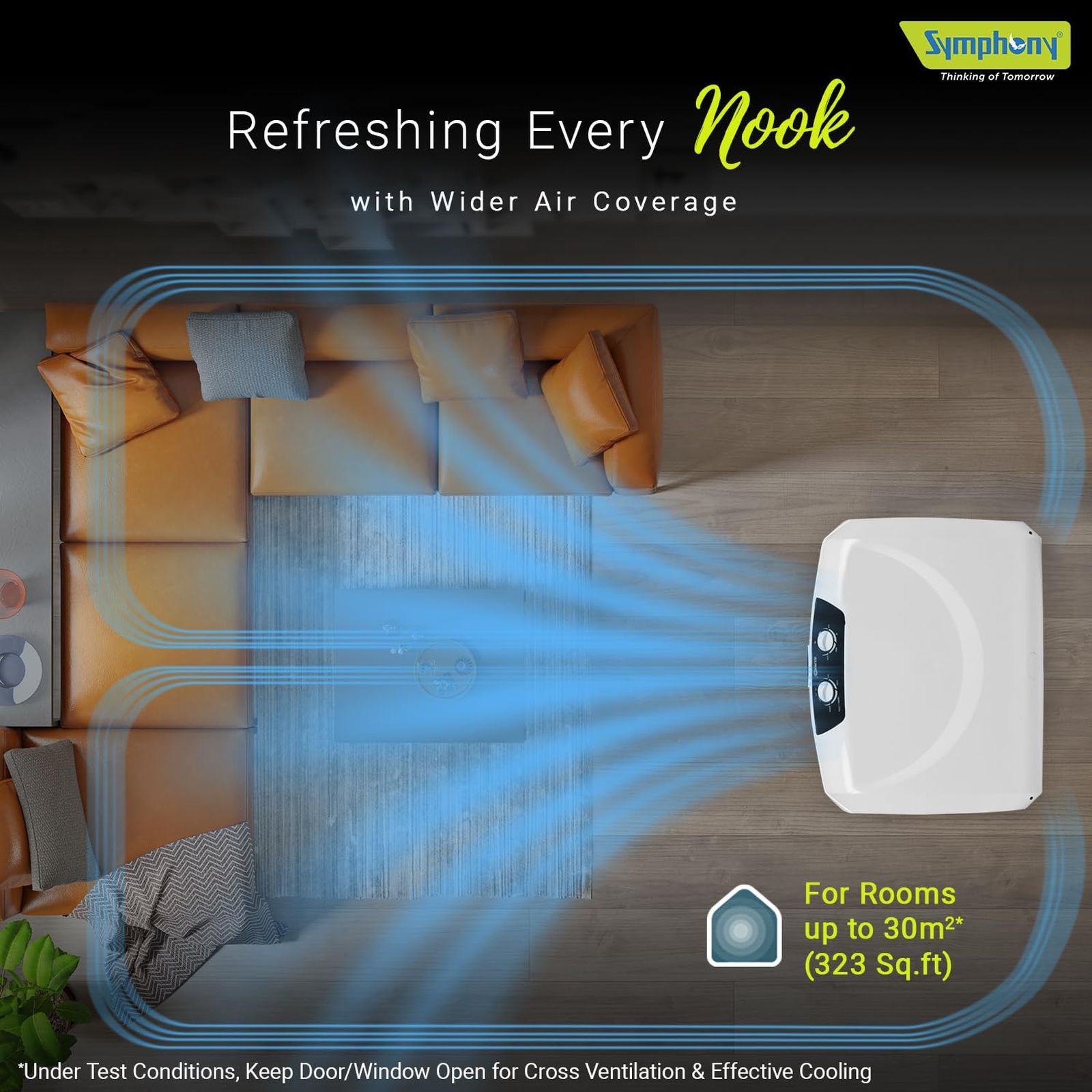 Symphony Sumo 45 Litres Desert Air Cooler with 360 Degree Castor Wheels (Cool Flow Dispenser, White)_5