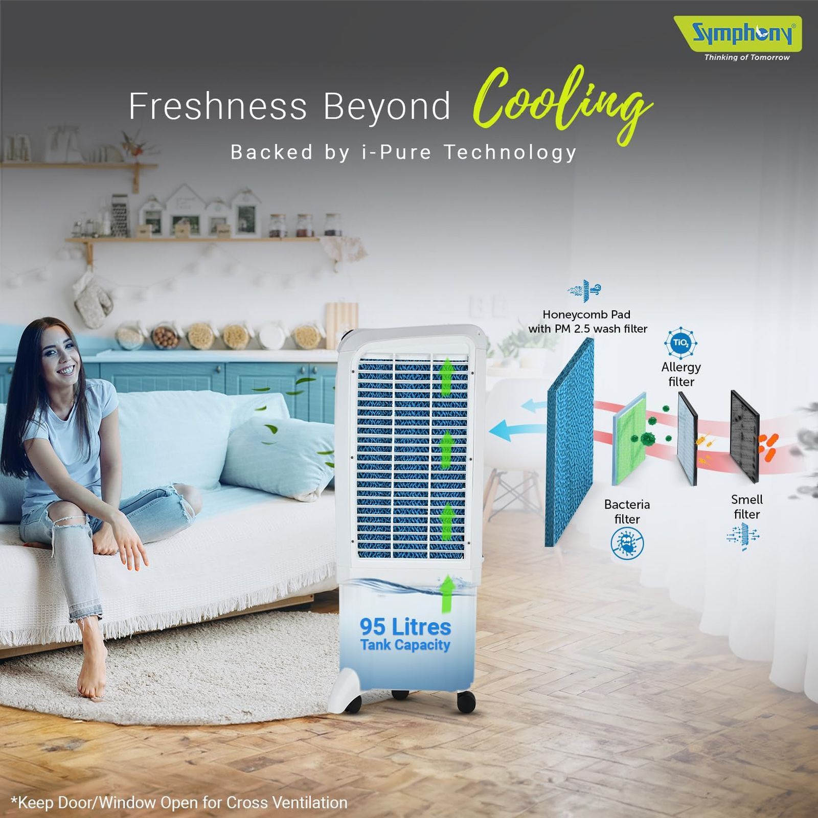 Symphony Siesta 95 XL 95 Litres Desert Air Cooler with i-Pure Technology (Cool Flow Dispenser, White) Symphony Siesta 95 XL 95 Litres Desert Air Cooler with i-Pure Technology (Cool Flow Dispenser, White)_7