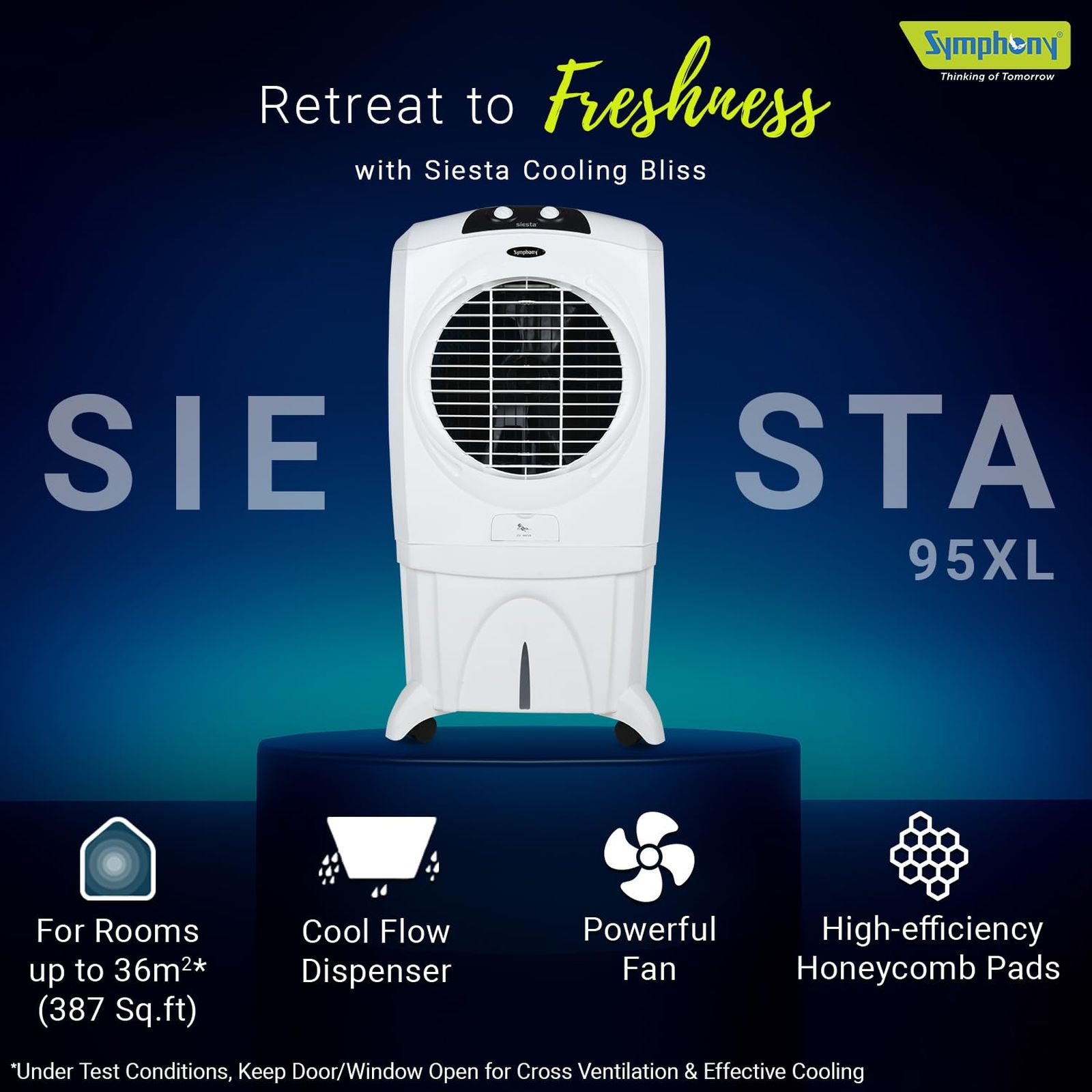 Symphony Siesta 95 XL 95 Litres Desert Air Cooler with i-Pure Technology (Cool Flow Dispenser, White) Symphony Siesta 95 XL 95 Litres Desert Air Cooler with i-Pure Technology (Cool Flow Dispenser, White)_10