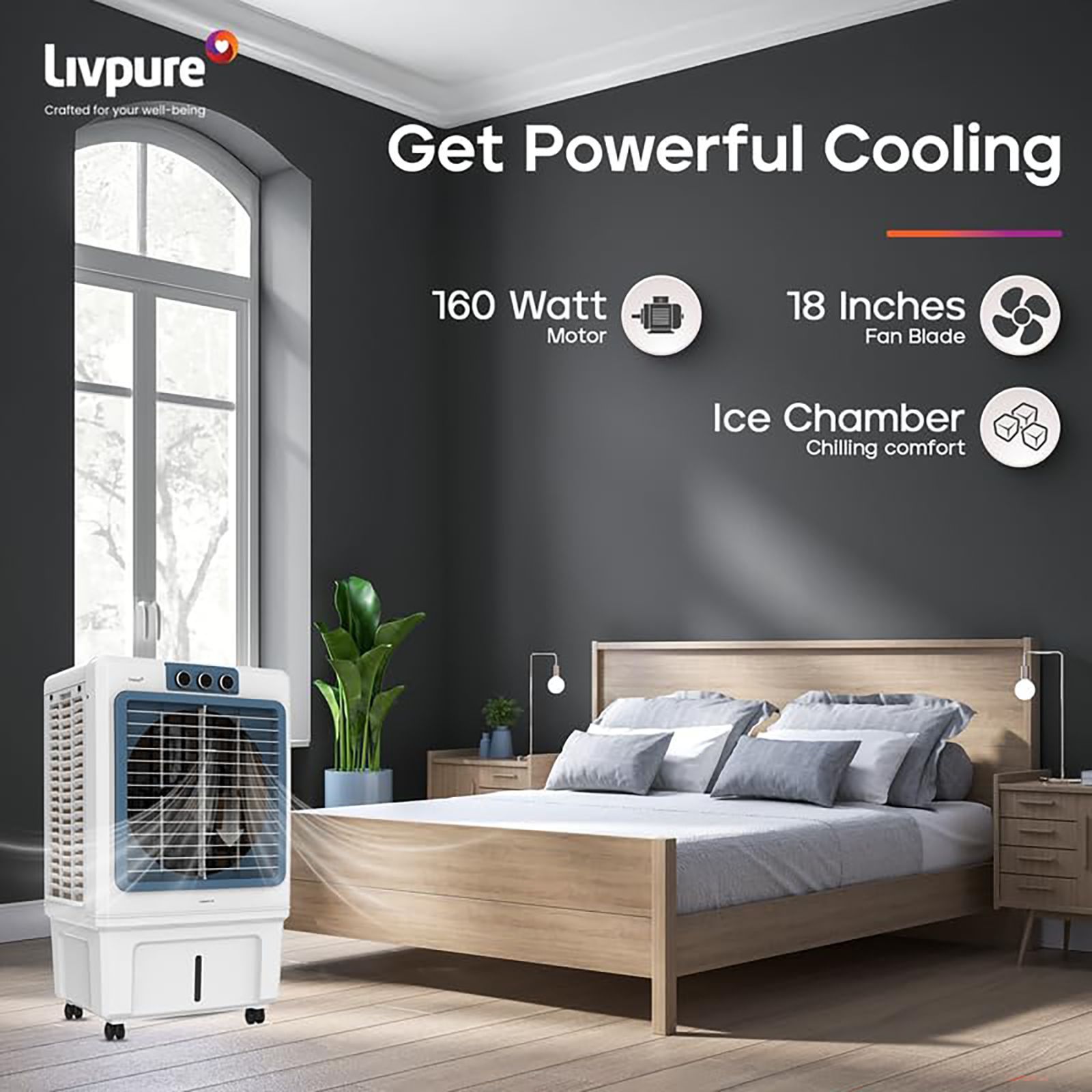 Livpure Ice Blast 90 Litres Desert Air Cooler with Temperature Overload Protection (Inverter Compatible, White & Blue)_11