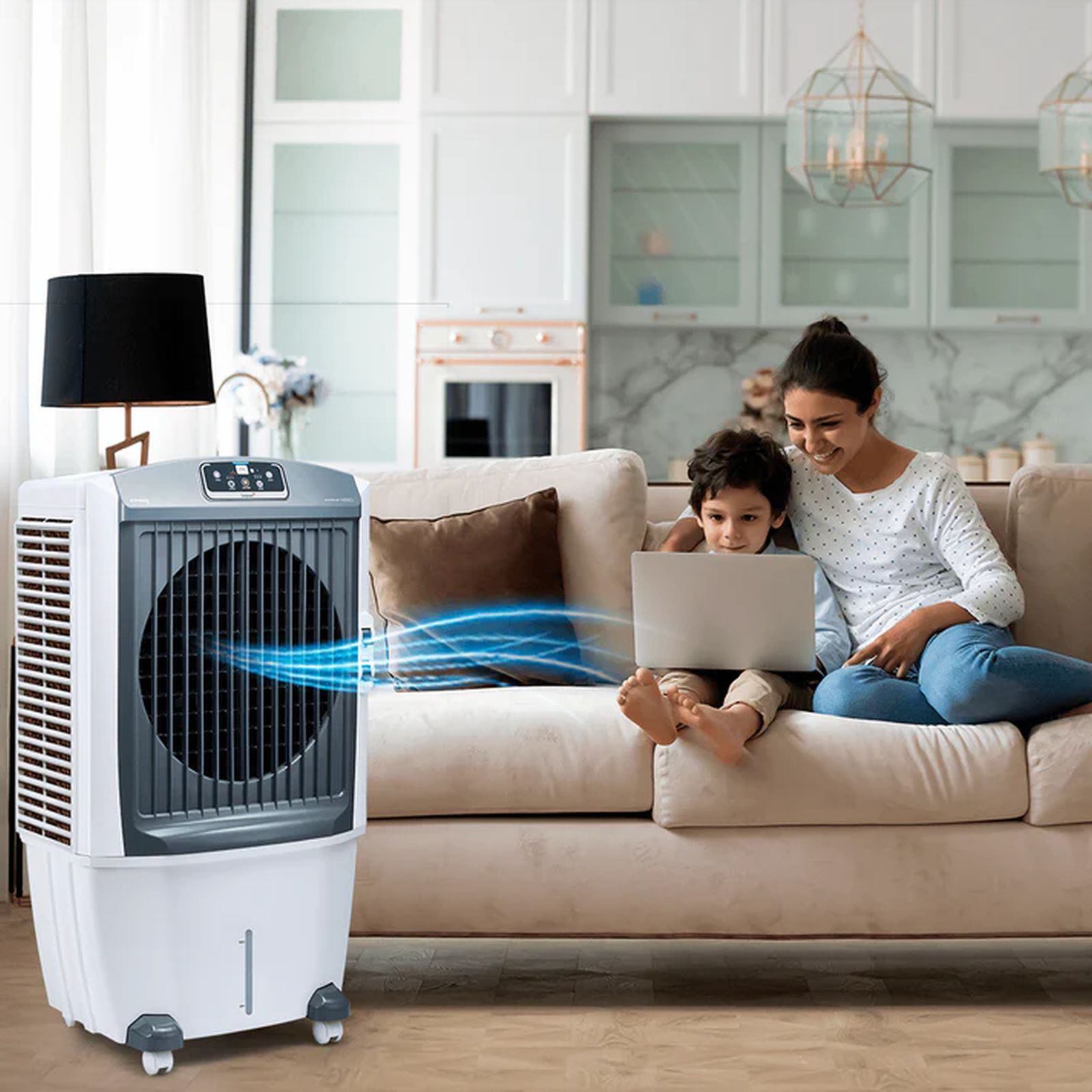 Livpure E-Breezio 75 Litres Desert Air Cooler with Inverter Compatible (Feather Touch, White & Grey)_8