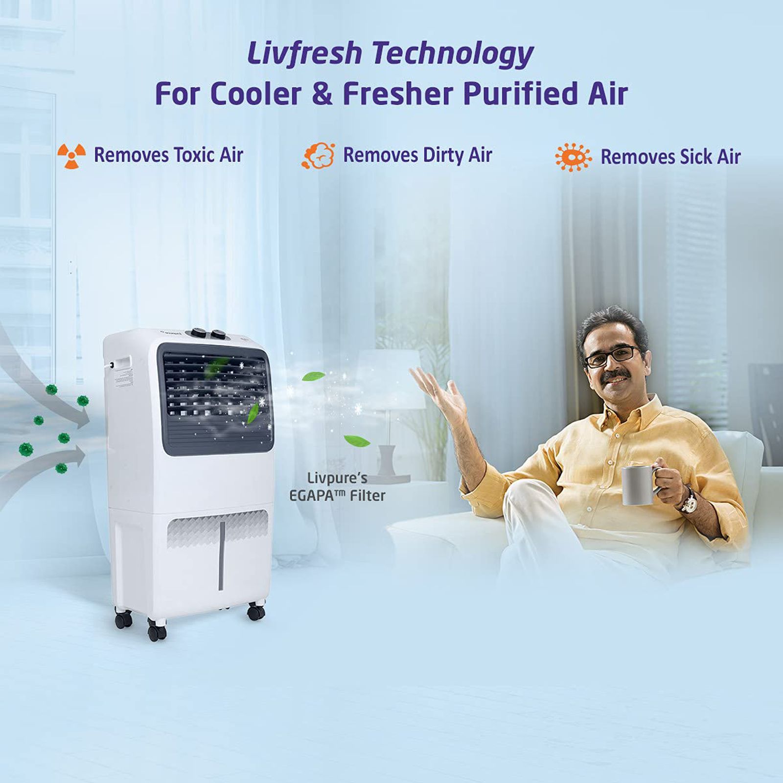 Livpure Chill 22 Litres Personal Air Cooler with Ice Chamber (Thermal Overload Protection, White & Grey) Livpure Chill 22 Litres Personal Air Cooler with Ice Chamber (Thermal Overload Protection, White & Grey)_12