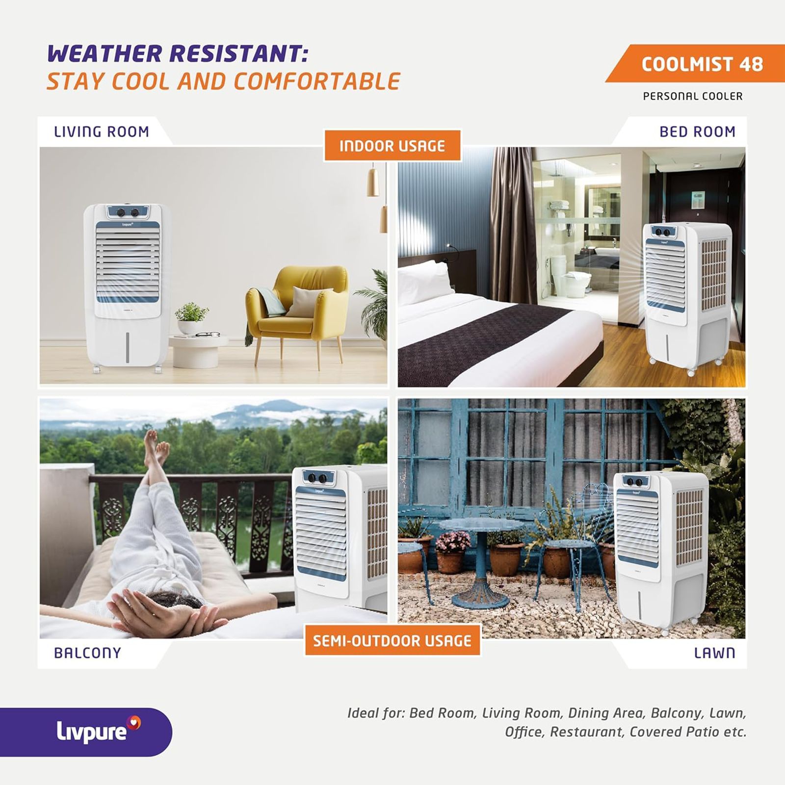 Livpure Coolmist 48 Litres Personal Air Cooler with Inverter Compatible (Thermal Overload Protection, White & Blue)_12