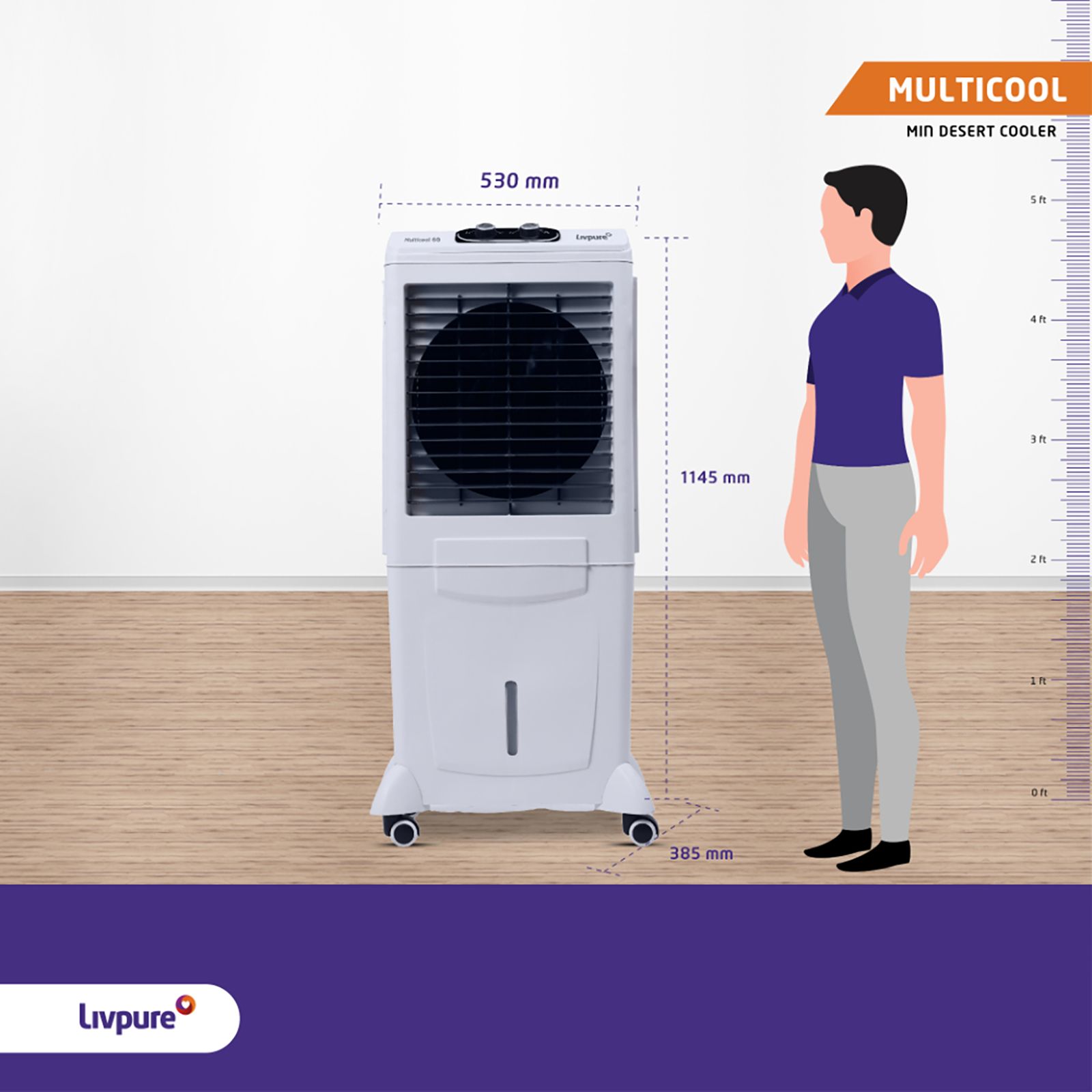 Livpure Multicool 60 Litres Mini Desert Air Cooler with Inverter Compatible (Thermal Overload Protection, White & Grey)_11