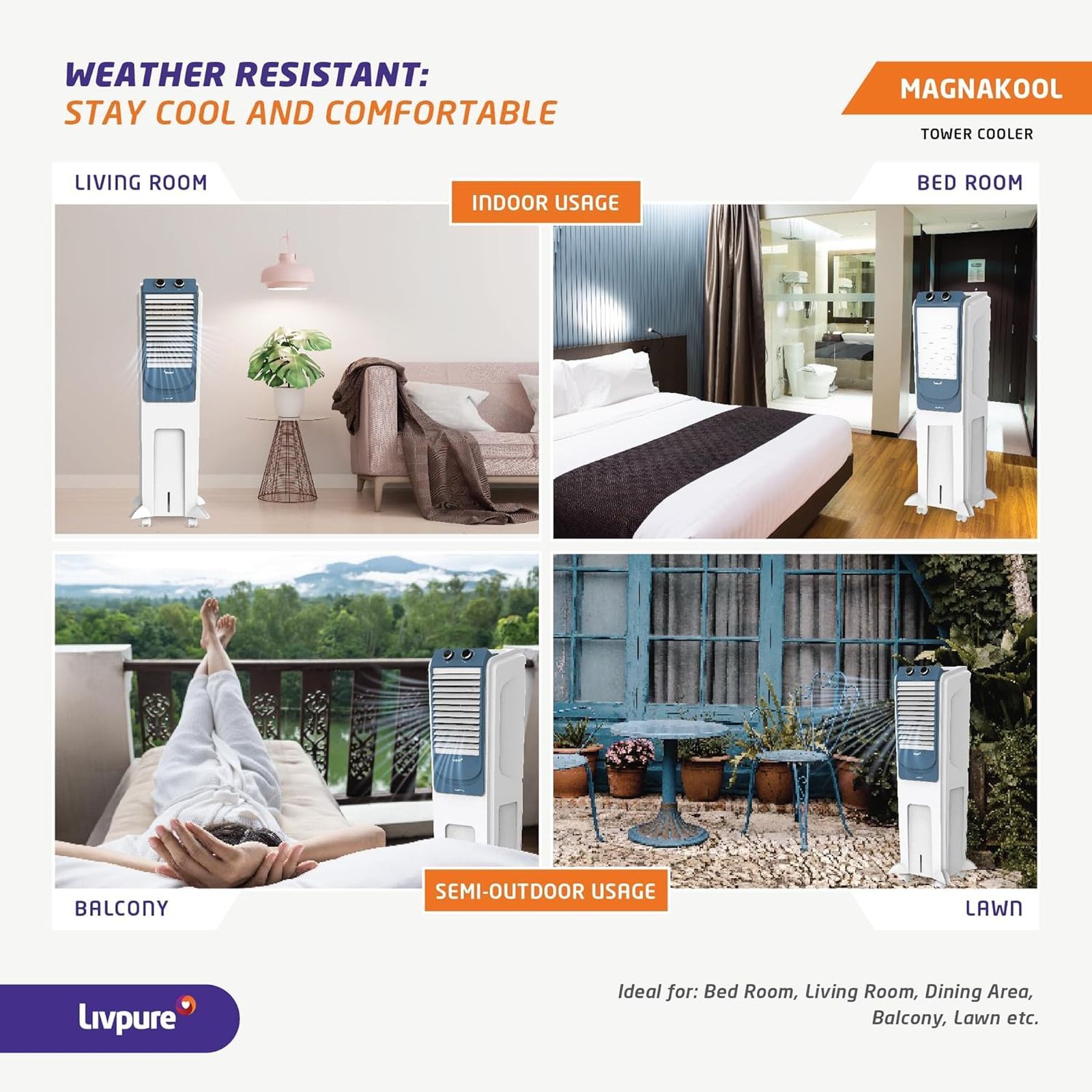 Livpure Magnakool 28 Litres Tower Air Cooler with Thermal Overload Protection (Anti Bacterial Honeycomb Pad, White & Blue)_6