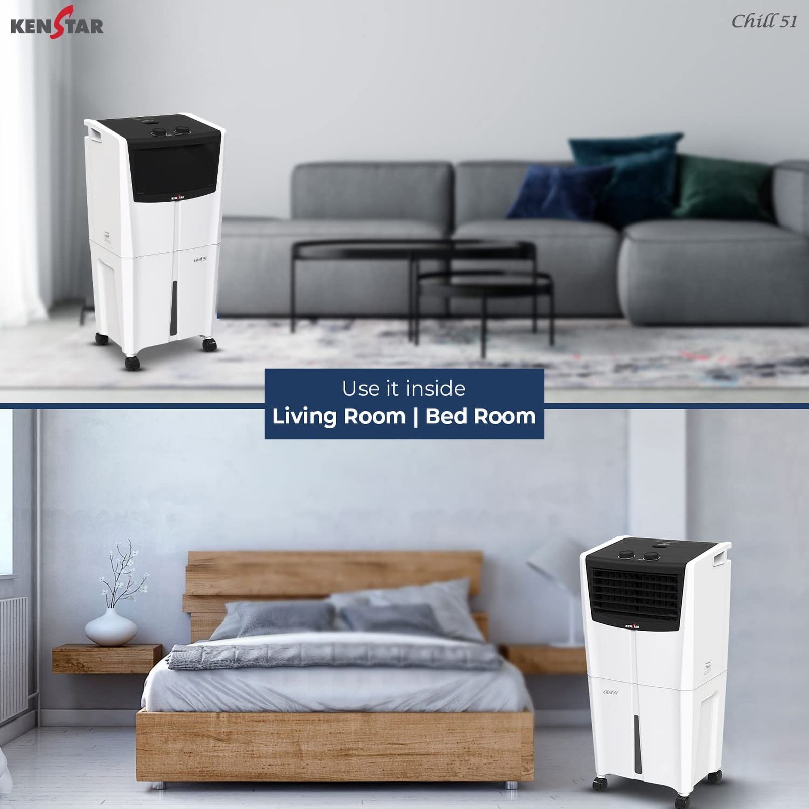 KENSTAR CHILL HC 51 Litres Personal Air Cooler with Quadraflow Technology (Inverter Compatible, Black & White) KENSTAR CHILL HC 51 Litres Personal Air Cooler with Quadraflow Technology (Inverter Compatible, Black & White)_8