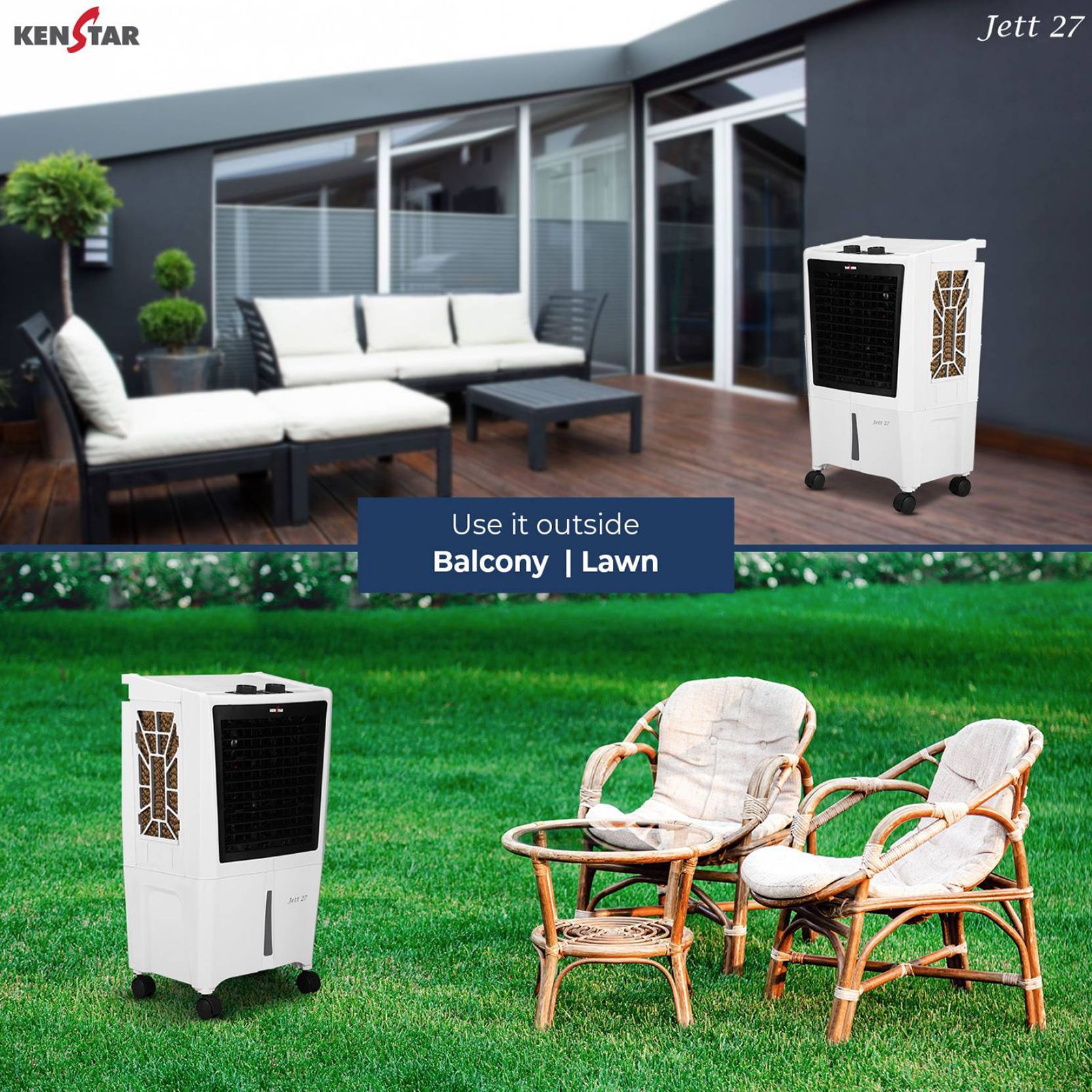 KENSTAR JETT HC 27 Litres Personal Air Cooler with Inverter Compatible (Ice Chamber, White & Black)_5