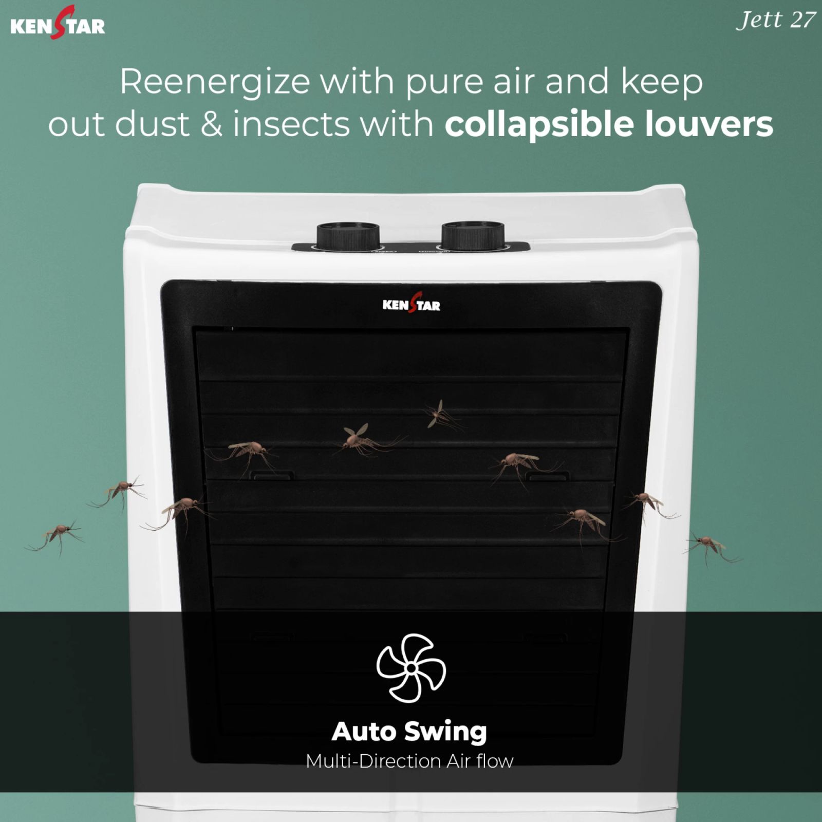 KENSTAR JETT HC 27 Litres Personal Air Cooler with Inverter Compatible (Ice Chamber, White & Black)_6