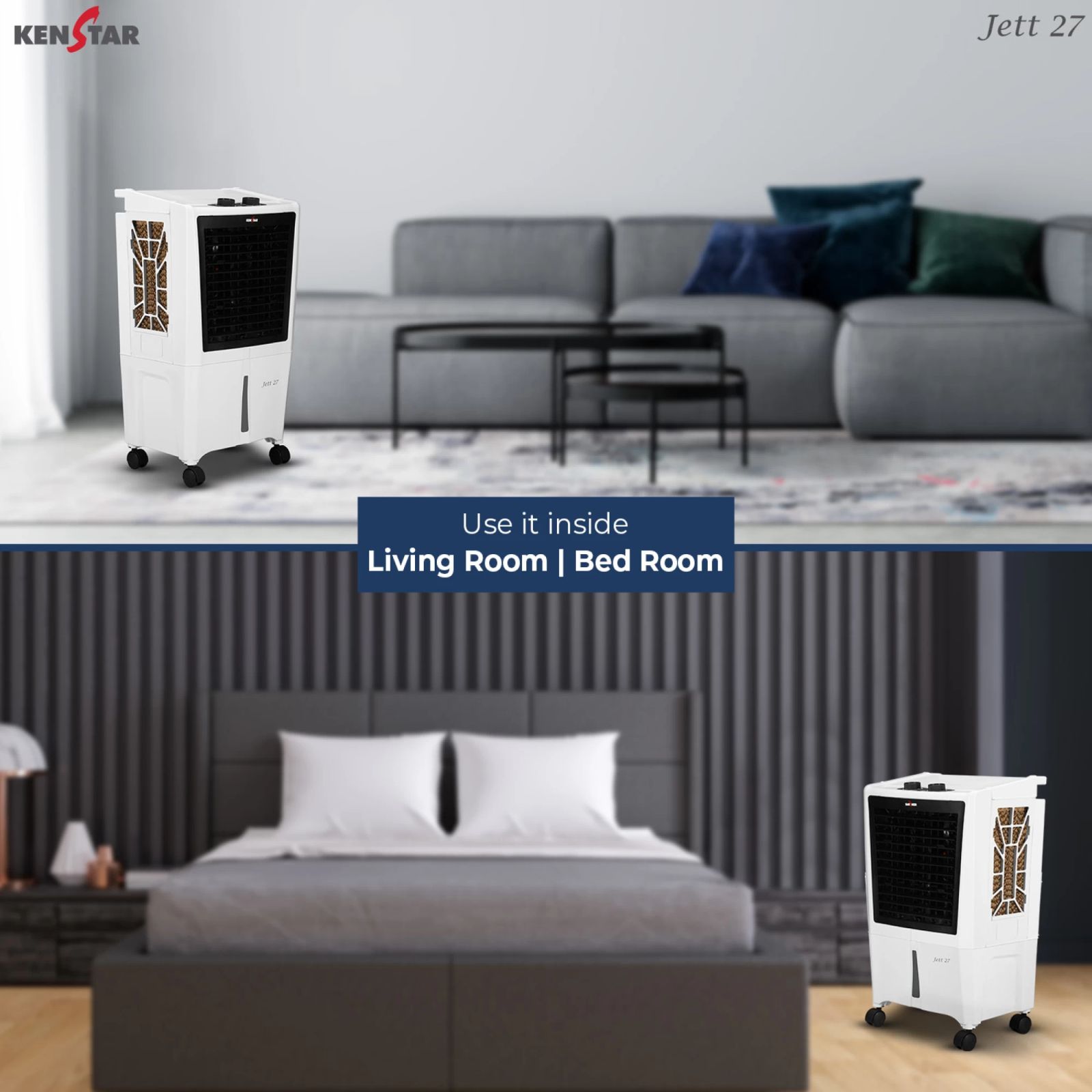 KENSTAR JETT HC 27 Litres Personal Air Cooler with Inverter Compatible (Ice Chamber, White & Black)_9