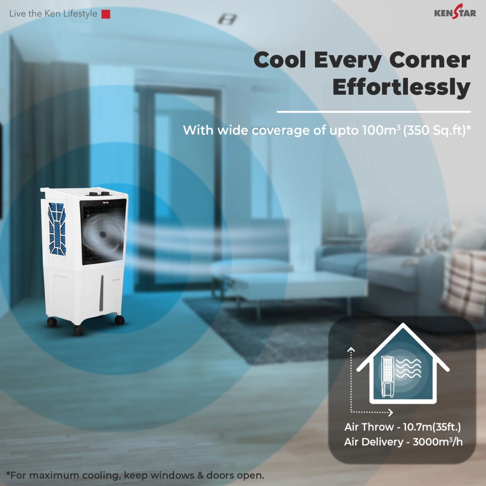 KENSTAR JETT HC 40 Litres Personal Air Cooler with Inverter Compatible (Motorised Louver Movement, White & Black) KENSTAR JETT HC 40 Litres Personal Air Cooler with Inverter Compatible (Motorised Louver Movement, White & Black)_11