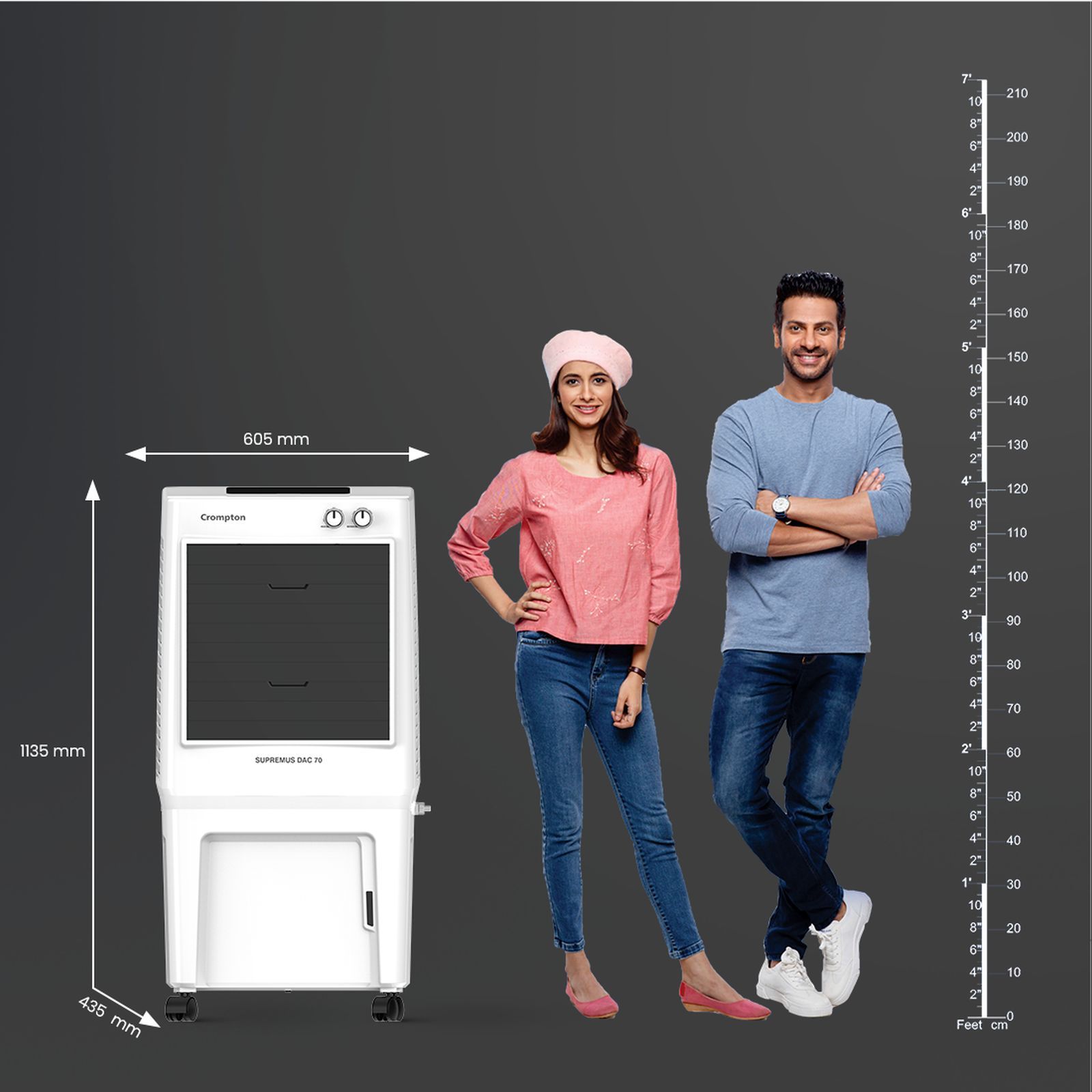 Crompton Supremus 70 Litres Desert Air Cooler with Double Ball Bearing (4 Way Air Deflection, White & Black)_7