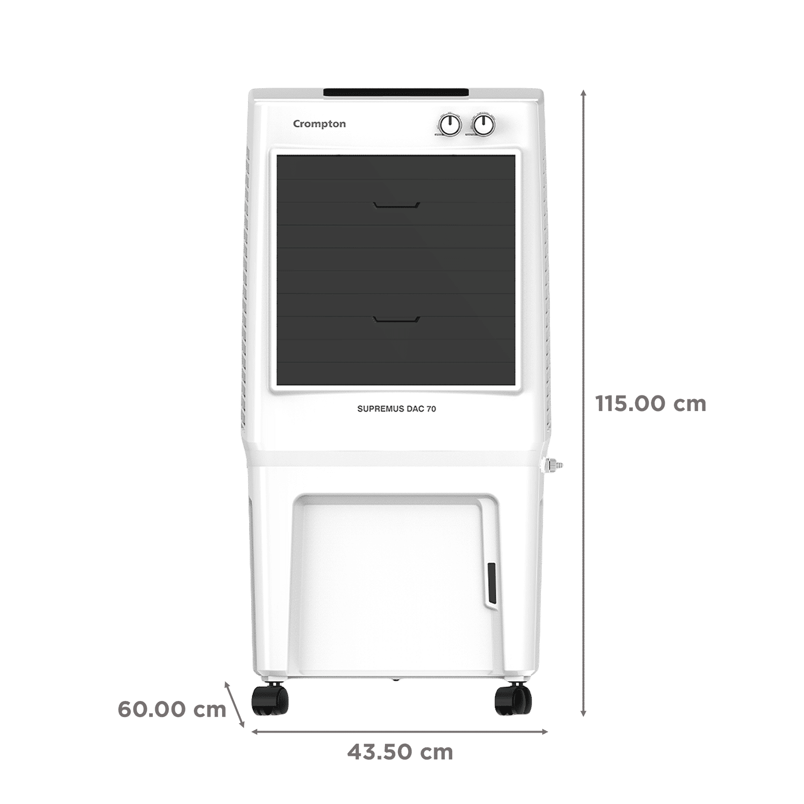 Crompton Supremus 70 Litres Desert Air Cooler with Double Ball Bearing (4 Way Air Deflection, White & Black)_2