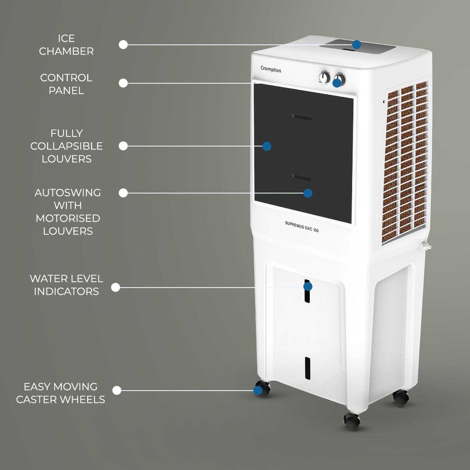 Crompton Supremus 100 Litres Desert Air Cooler (Honeycomb Pads, ACGC-SUPREMUS100, White and Black) Crompton Supremus 100 Litres Desert Air Cooler (Honeycomb Pads, ACGC-SUPREMUS100, White and Black)_6