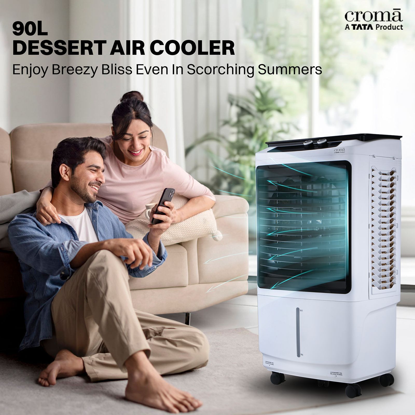 Croma 90 Litres Desert Air Cooler with 4 Way Air Deflection (Inverter Compatible, White, 2025 model)_10