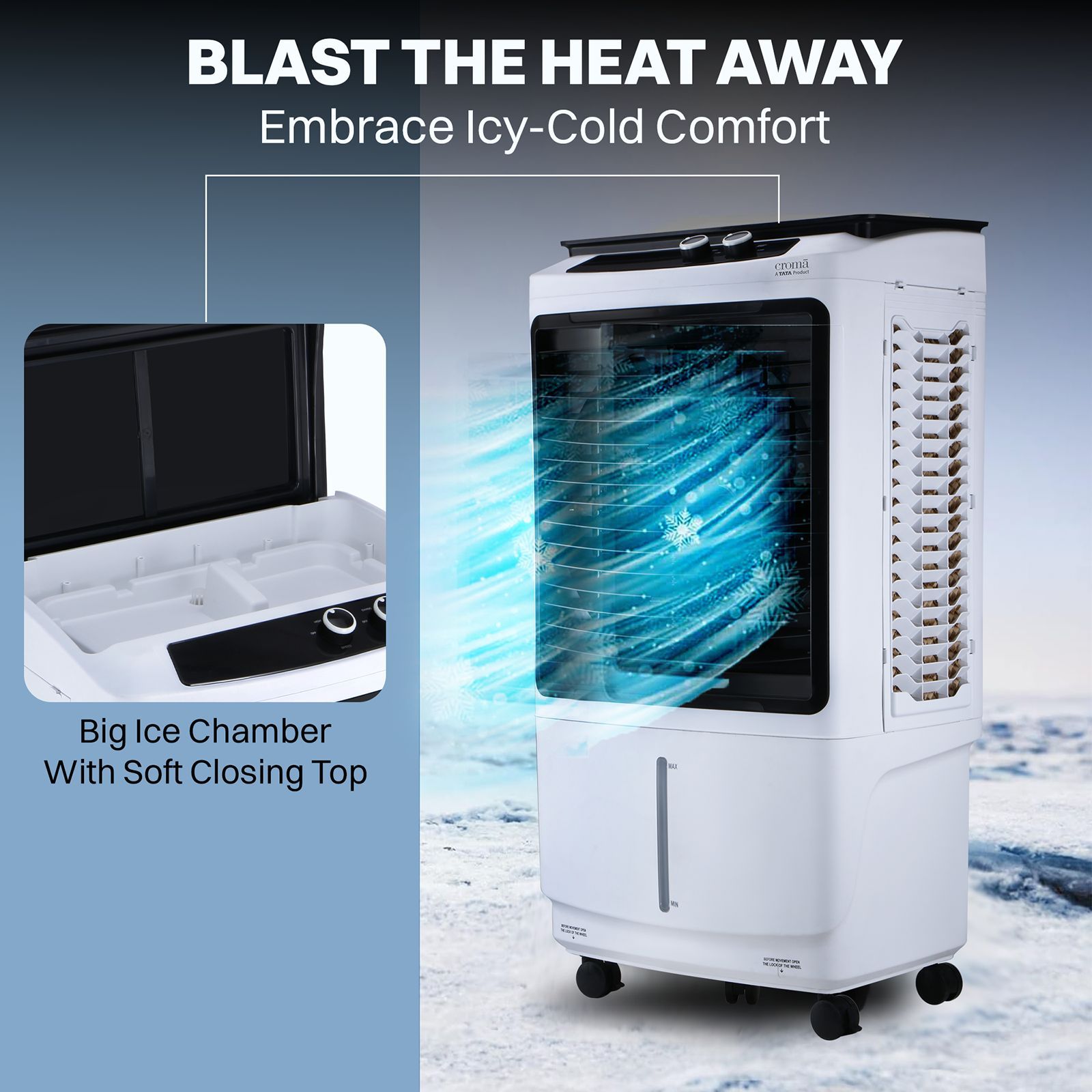 Croma 105 Litres Desert Air Cooler with 4 Way Air Deflection (Inverter Compatible, White)_7