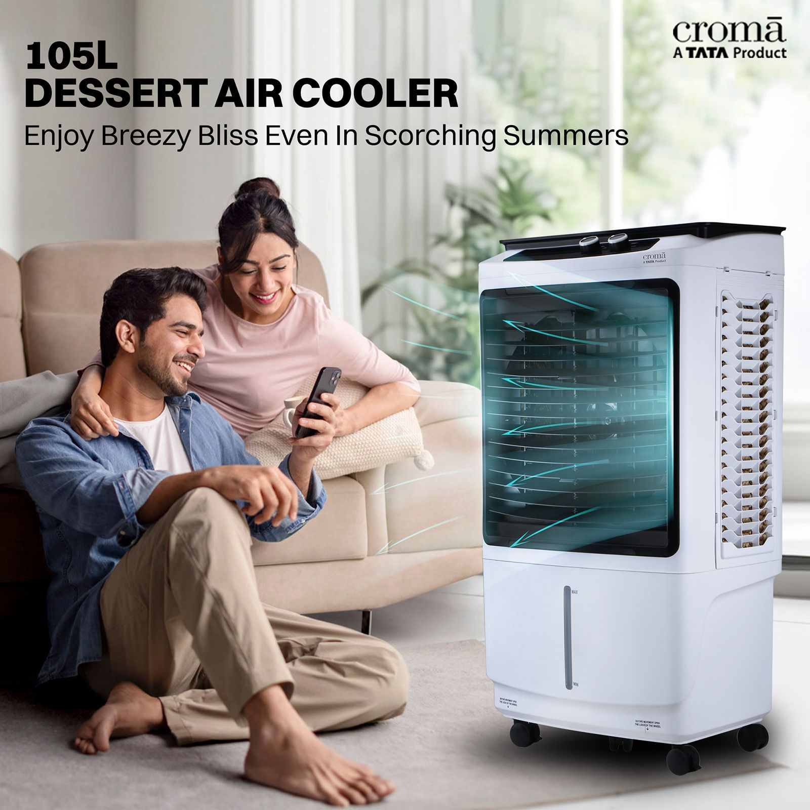 Croma 105 Litres Desert Air Cooler with 4 Way Air Deflection (Inverter Compatible, White, 2025 model)_10