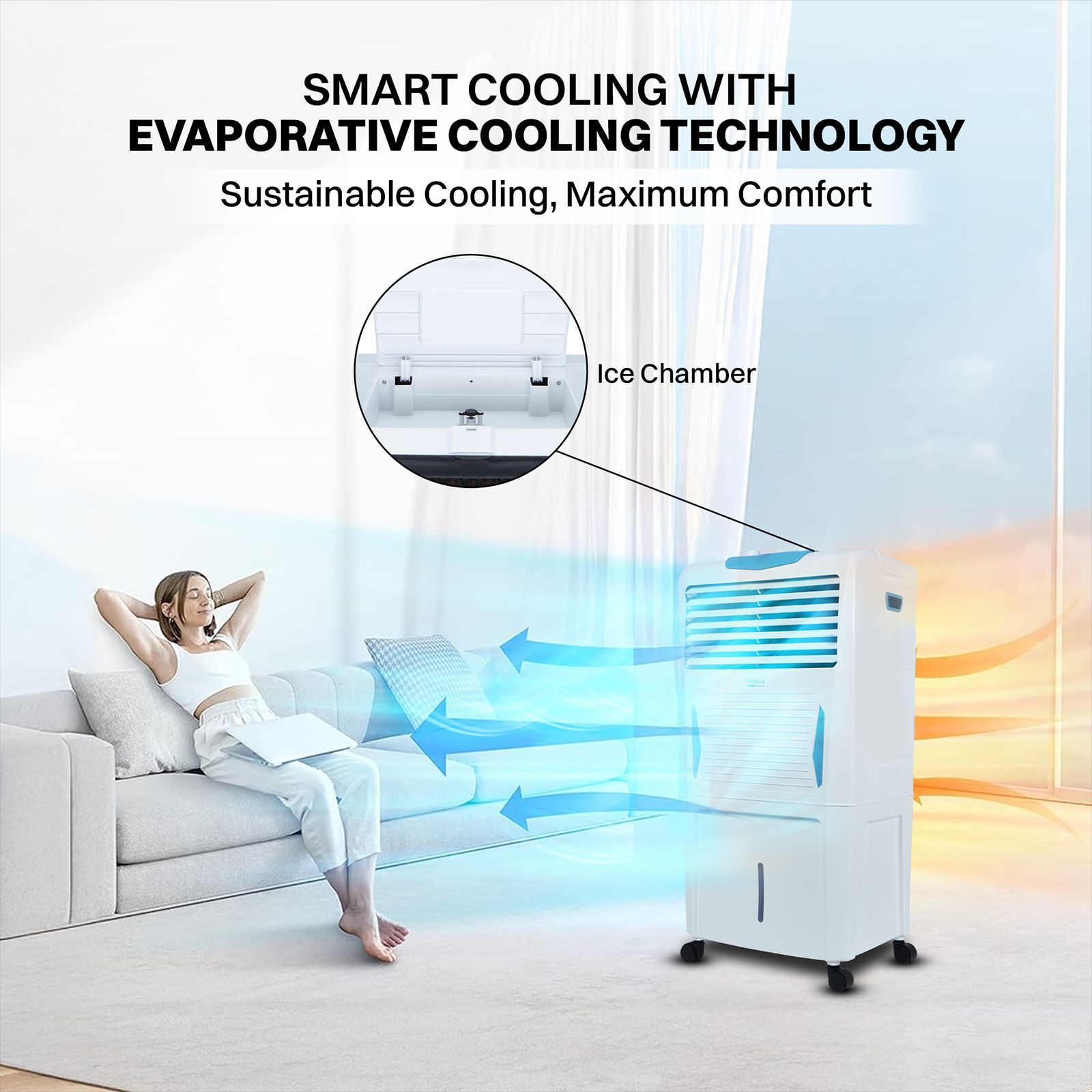 Croma 40 Litres Personal Air Cooler with Inverter Capability (Evaporative Cooling Technology, White)_6