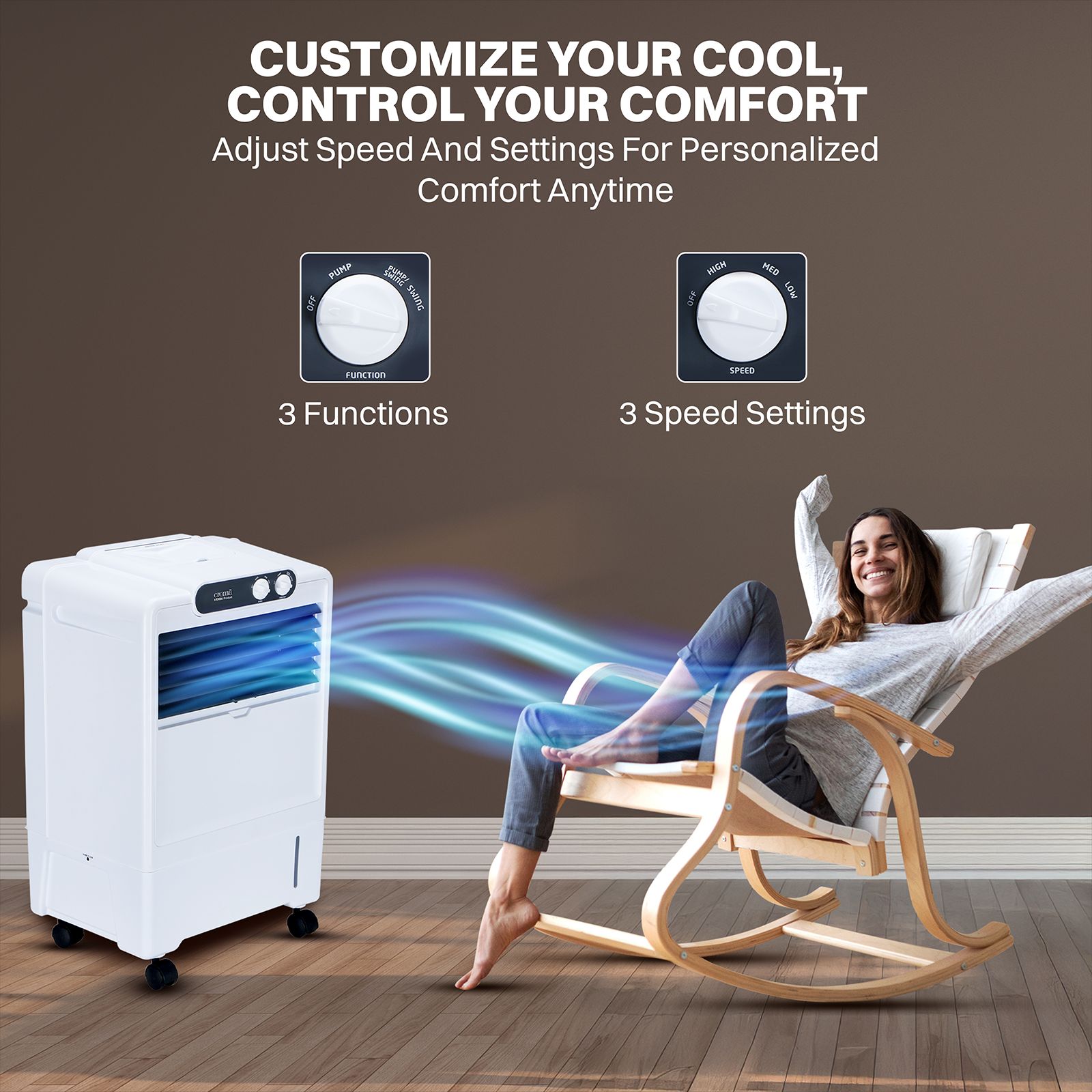 Croma 18 Litres Personal Air Cooler with Inverter Compatible (Anti Bacterial Honey Comb Pads, White)_6