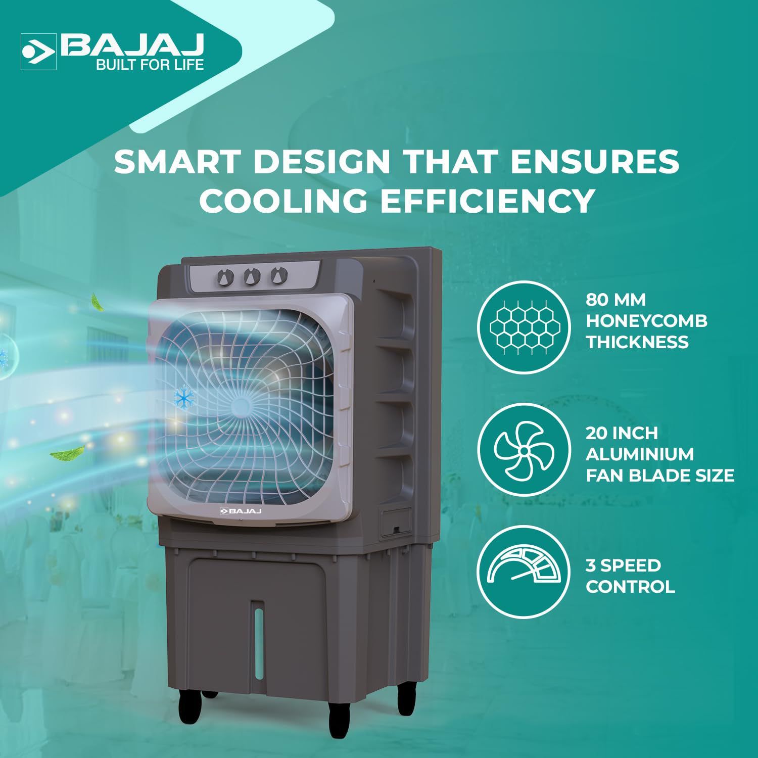 BAJAJ XForce 135 Litres Desert Air Cooler with Semi-Commercial Cooler (DuraMarine Pump, Gray)_10