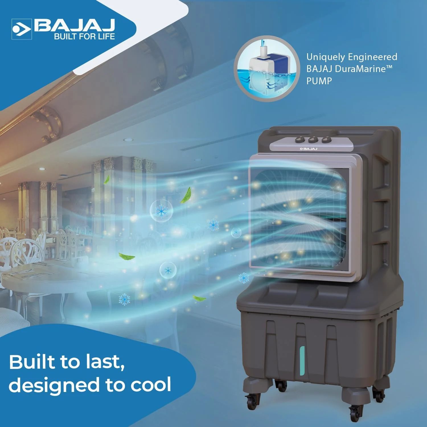 BAJAJ XForce 100 Litres Desert Air Cooler with DuraMarine Pump (3 Speed Control, Grey) BAJAJ XForce 100 Litres Desert Air Cooler with DuraMarine Pump (3 Speed Control, Grey)_4