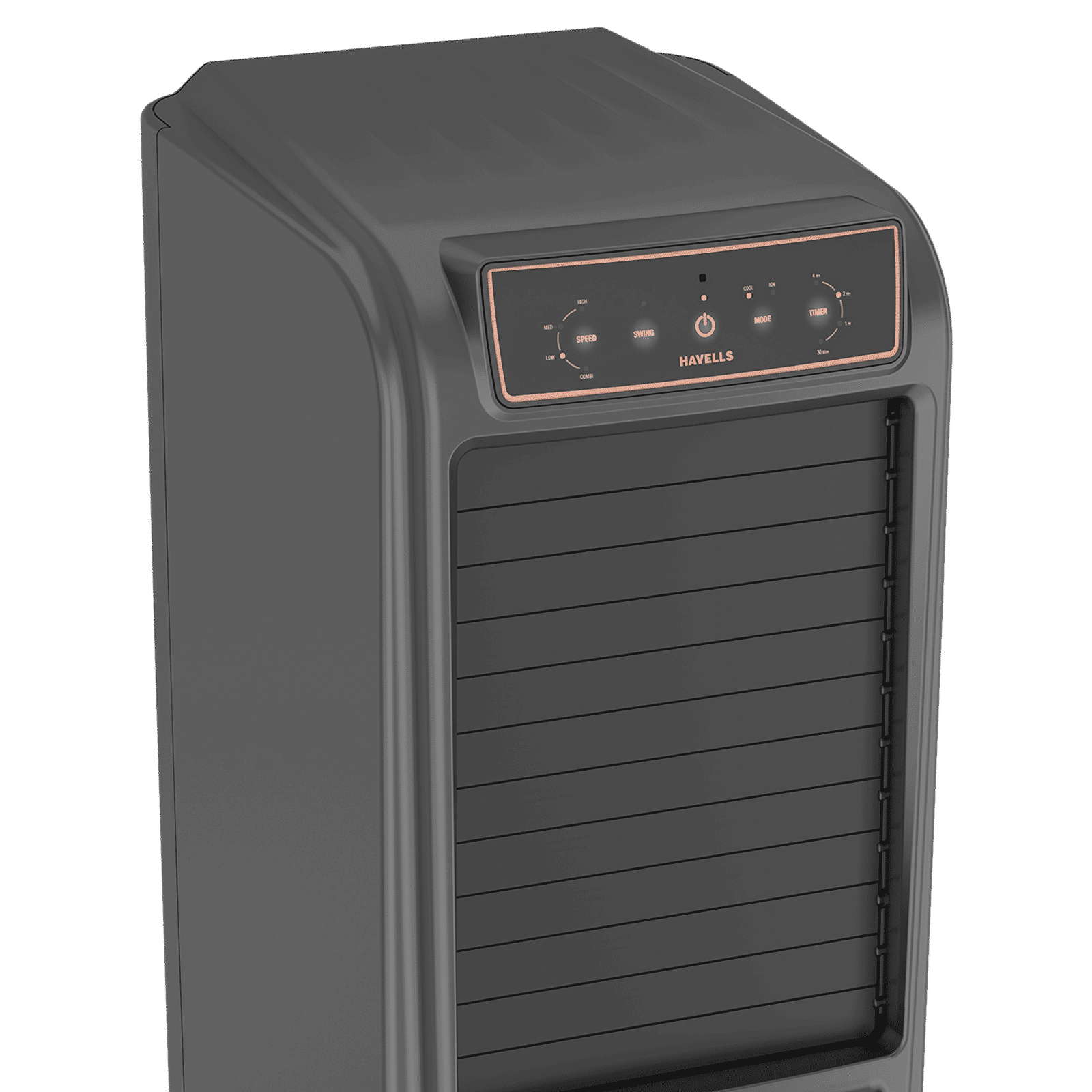 HAVELLS Zurii 60 Litres Tower Air Cooler with Dust Filter Net (Low Water Alarm, Black & Grey)_4