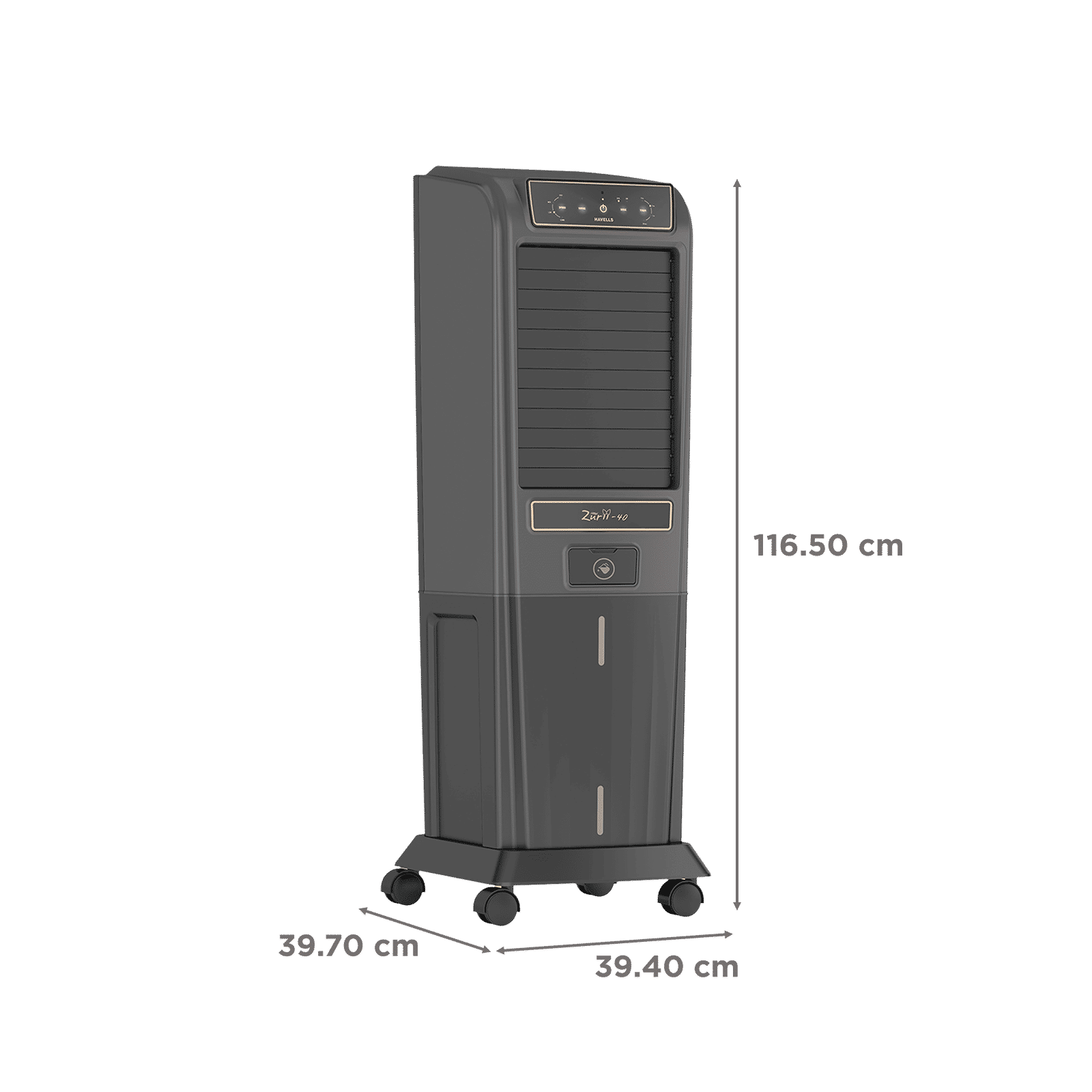Havells Zurii 40 Litres Tower Air Cooler with Dust Filter Net (Low Water Alarm, Black & Grey) Havells Zurii 40 Litres Tower Air Cooler with Dust Filter Net (Low Water Alarm, Black & Grey)_2