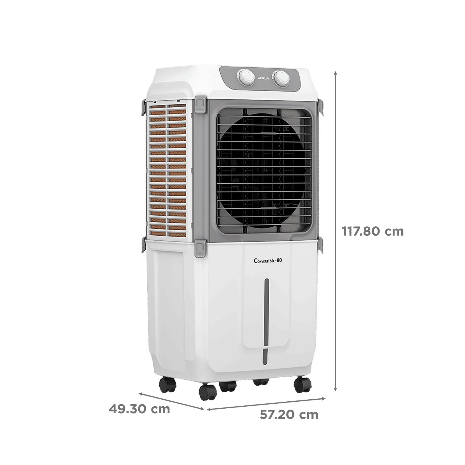 HAVELLS Convertible 80 Litres Desert Air Cooler with Metal Blade Fan (Powerful Air Delivery, White & Grey)_2