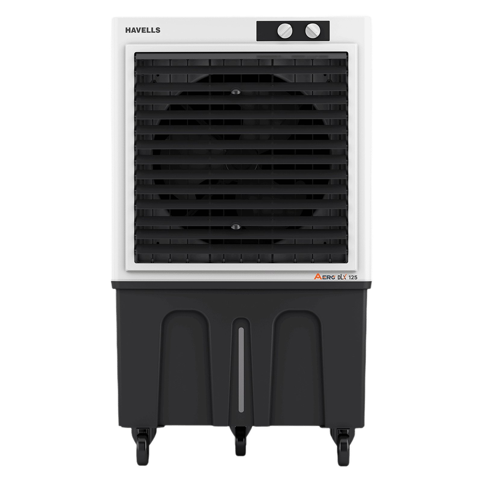 Havells Aero DLX 125 Litres Commercial Air Cooler with Fully Collapsible Louvers (Multi Directional-Castor Wheels with Brakes, White & Grey)_1
