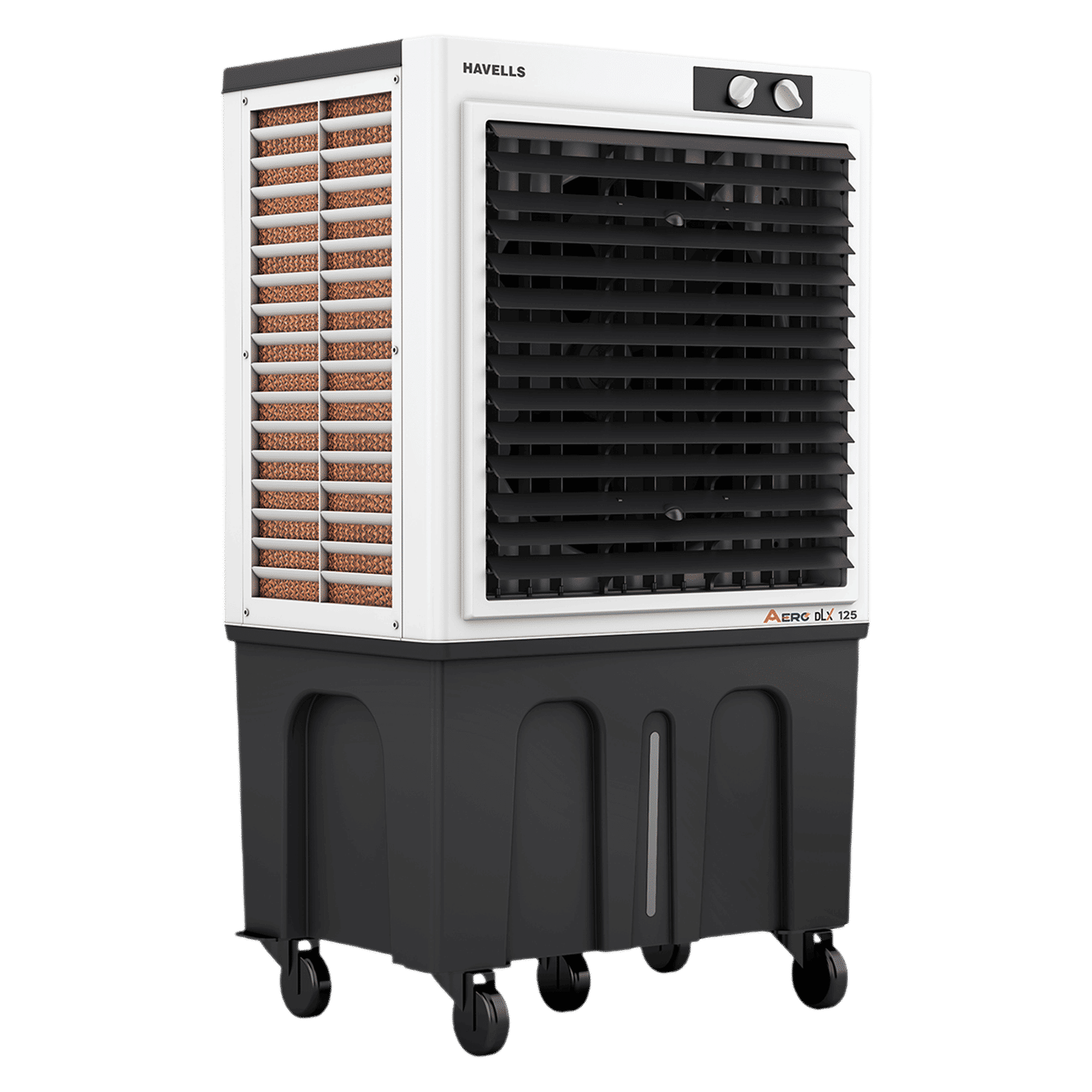 Havells Aero DLX 125 Litres Commercial Air Cooler with Fully Collapsible Louvers (Multi Directional-Castor Wheels with Brakes, White & Grey)_6