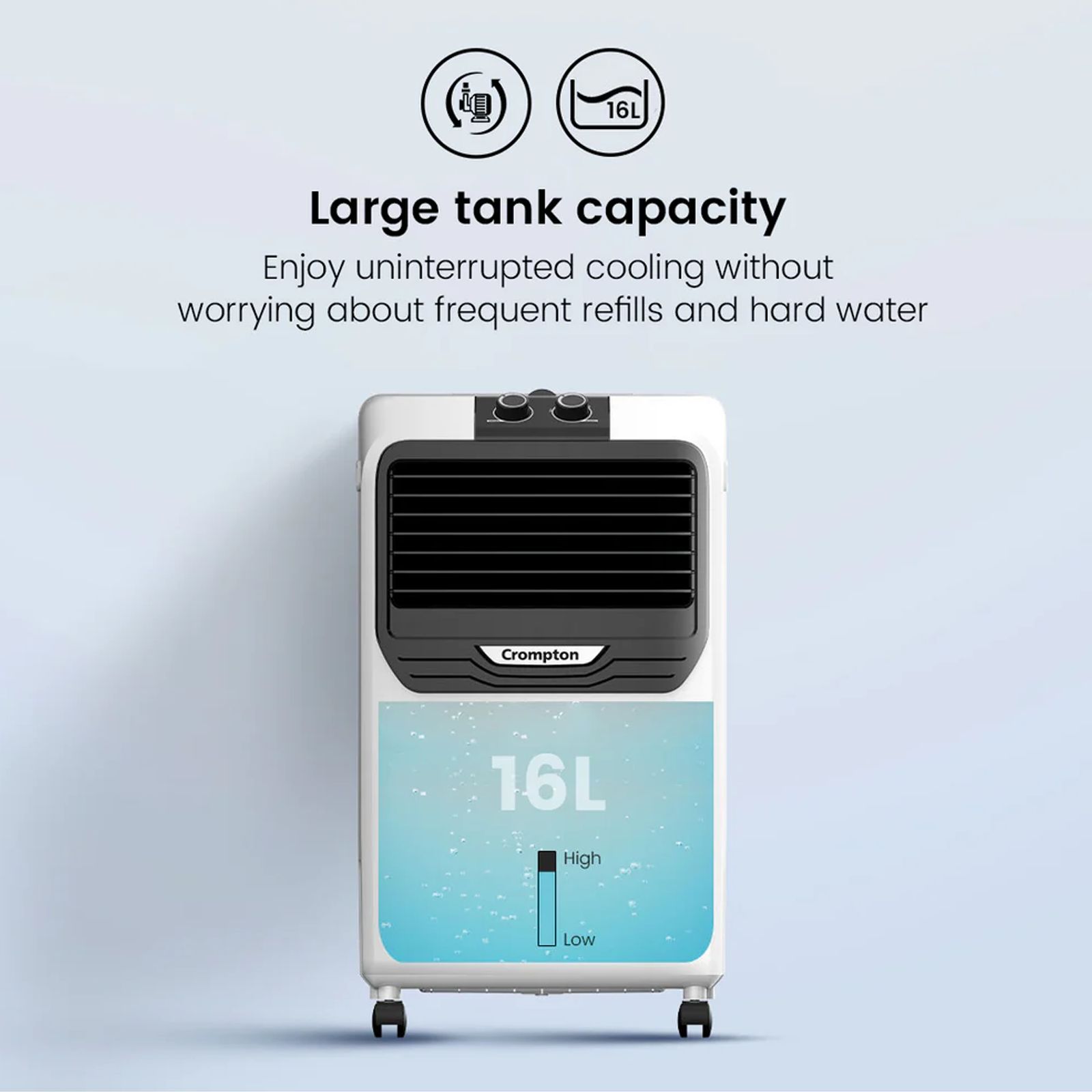 Crompton Jedi PAC 16 Litres Personal Air Cooler with Everlast Pump (4 Way Air Deflection, White & Black)_5