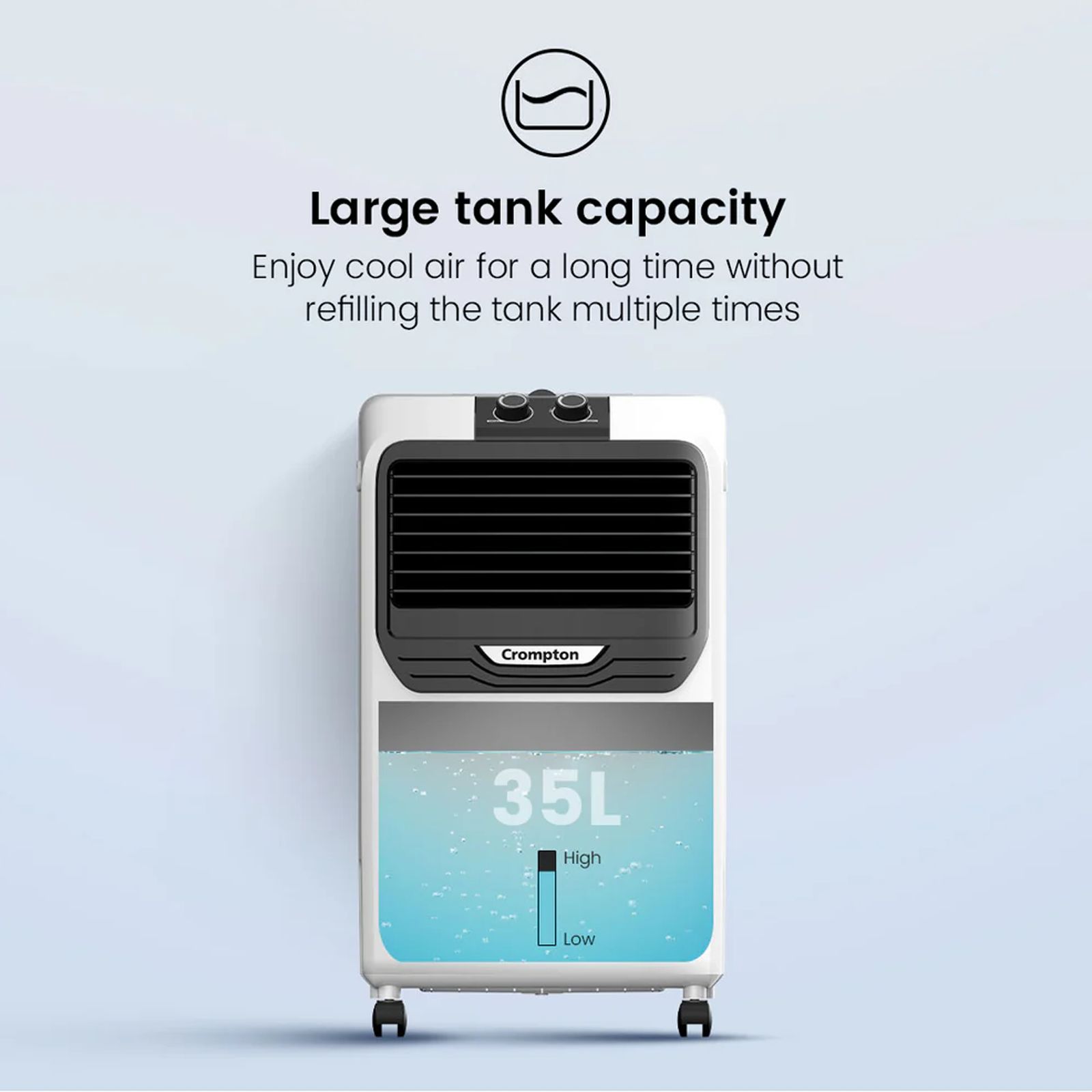 Crompton Jedi PAC 35 Litres Personal Air Cooler with Everlast Pump (4 Way Air Deflection, White & Black) Crompton Jedi PAC 35 Litres Personal Air Cooler with Everlast Pump (4 Way Air Deflection, White & Black)_6